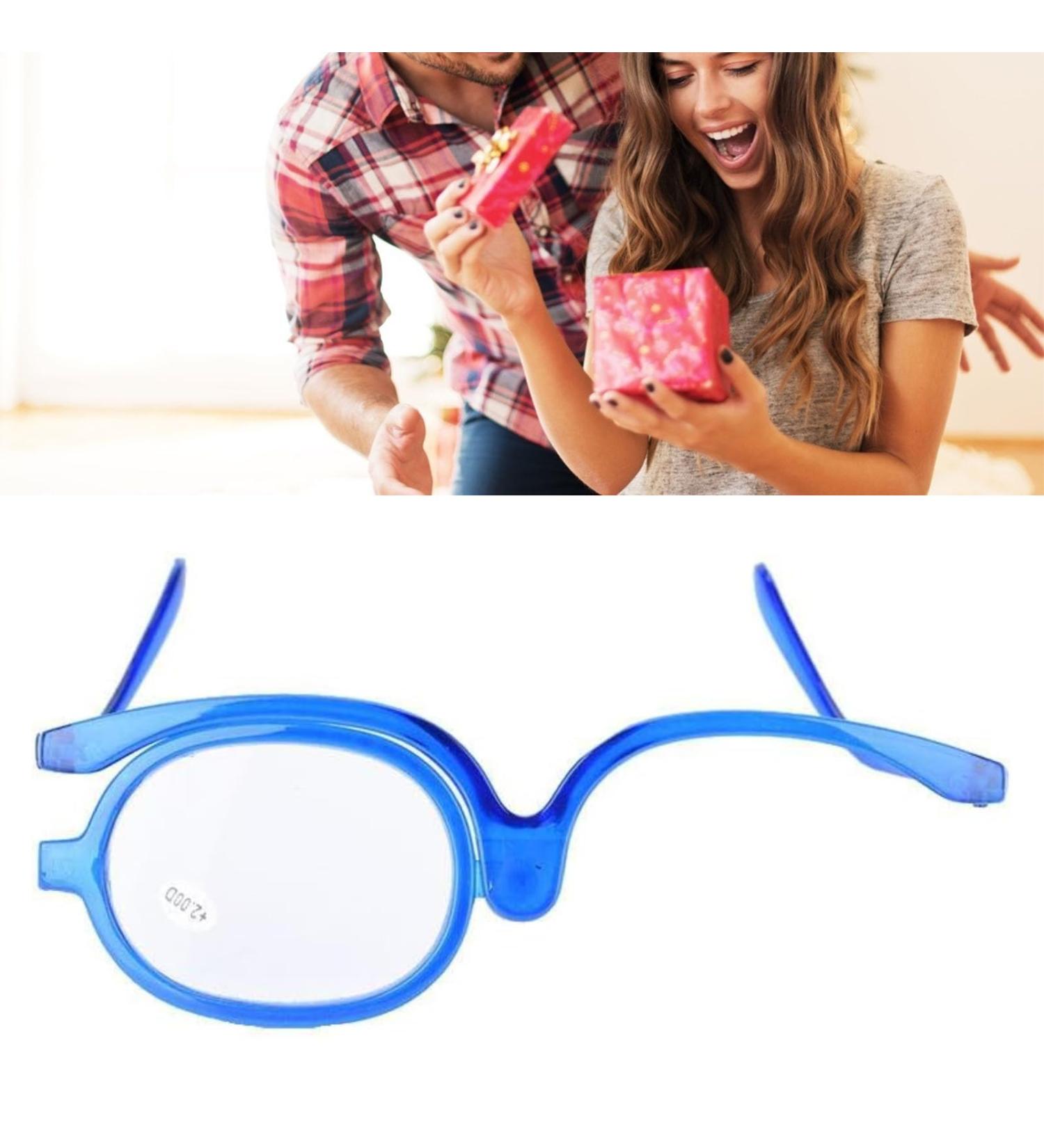 Make-up glasses enlarge glasses enlarge eyes make-up glasses single lens rotating glasses women make-up essential tool (blue 250)