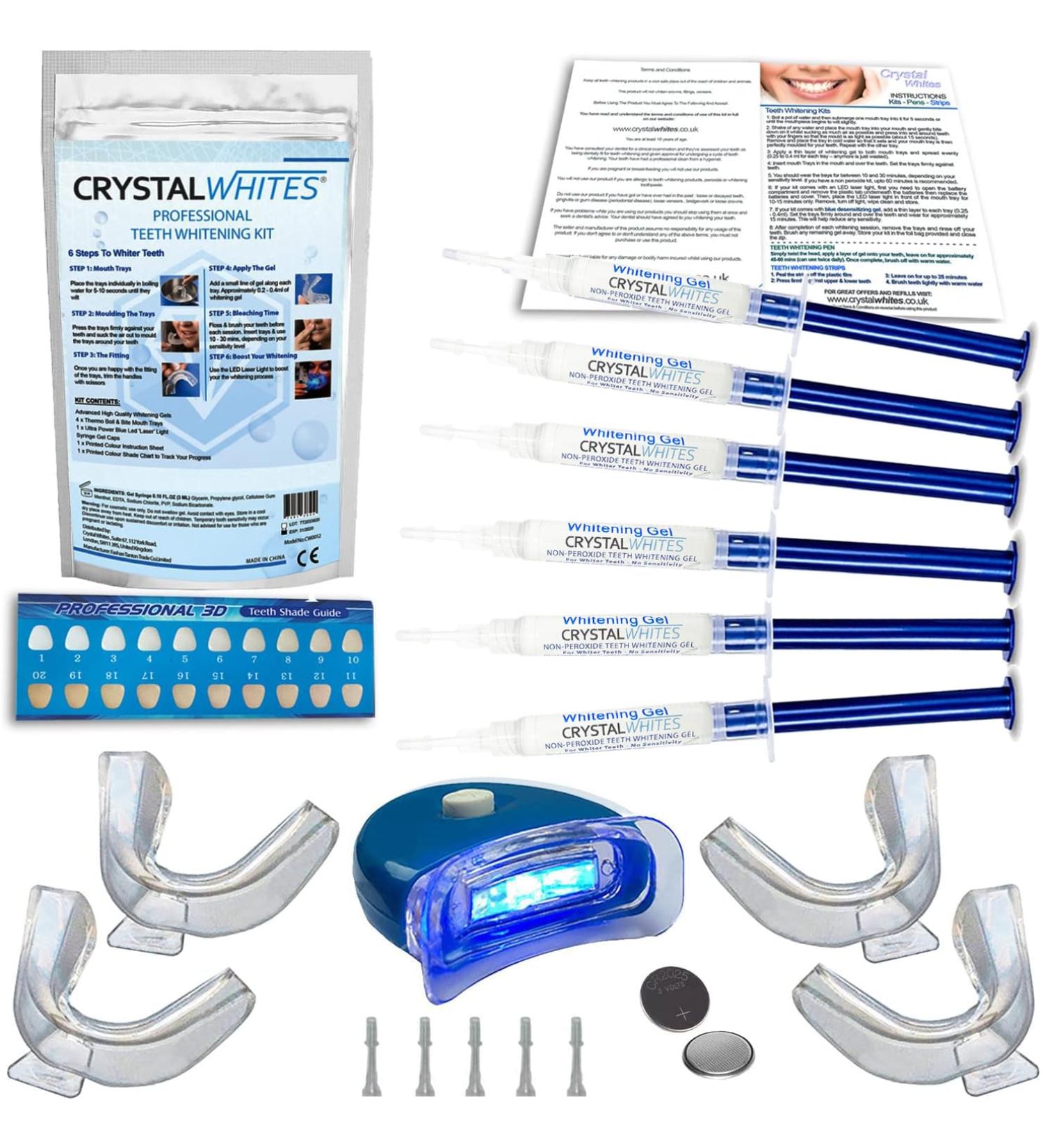 Professional Teeth Whitening Kit with 6X3ml Whitening Gels and LED Light - Safe, Easy, and Effective Home Teeth Whitening Solution - Buy Online on GoSupps.com