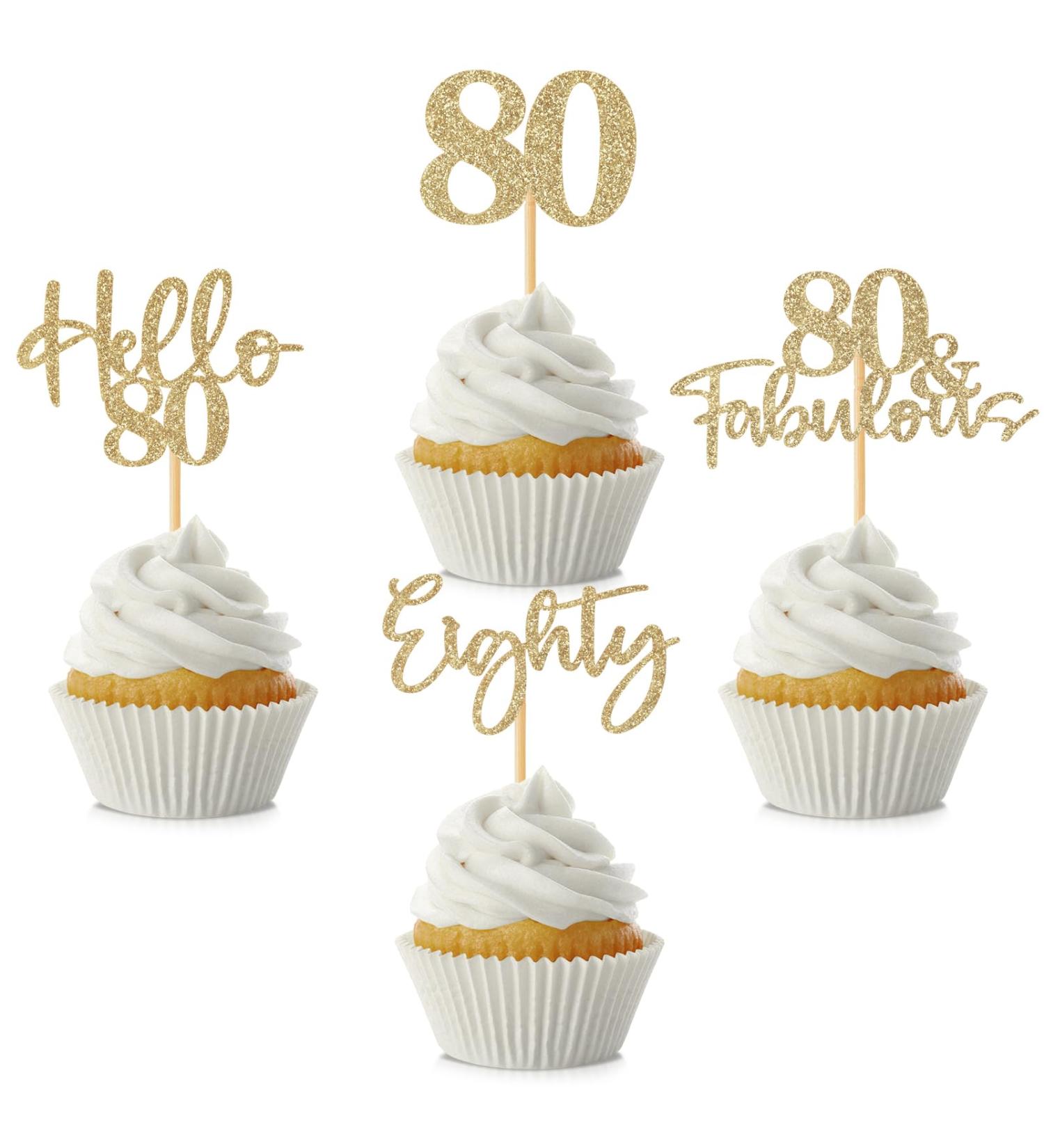 48Pcs 80th Birthday Cupcake Toppers Glitter Hello 80 Cupcake Topper 80 Fabulous Eighty Cupcake Picks for Happy 80th Birthday Wedding Anniversary Party Cake Decorations Supplies Champagne Gold 80th Champagne Gold - Buy Online on GoSupps.com