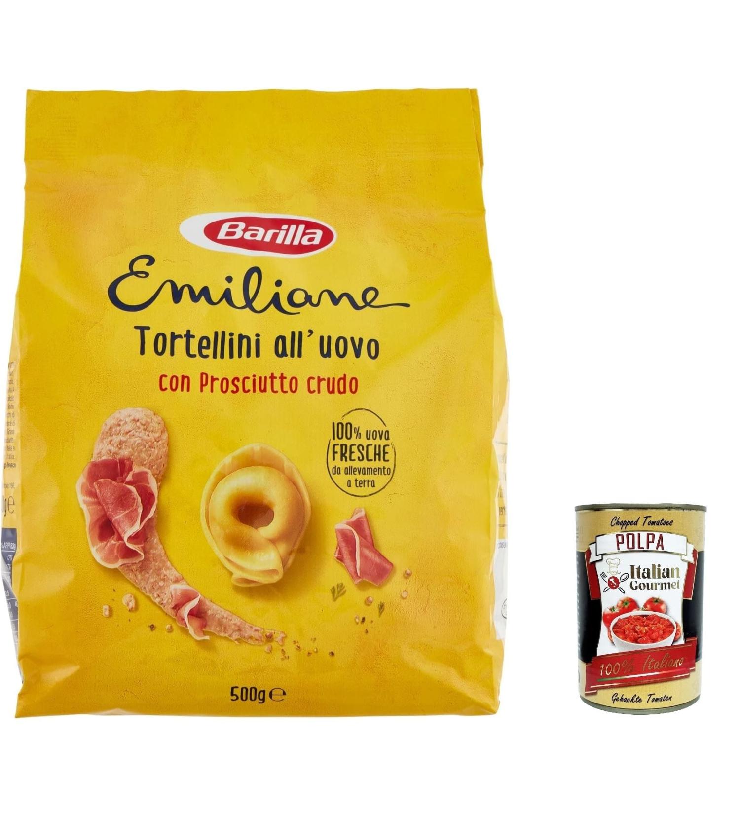  Italian Gourmet E.R. 3 x Barilla Pasta all' Uovo Le Emiliane Tortellini con Prosciutto Crudo egg noodles egg pasta 500 g + Italian gourmet pulp 400 g - Buy Online on GoSupps.com