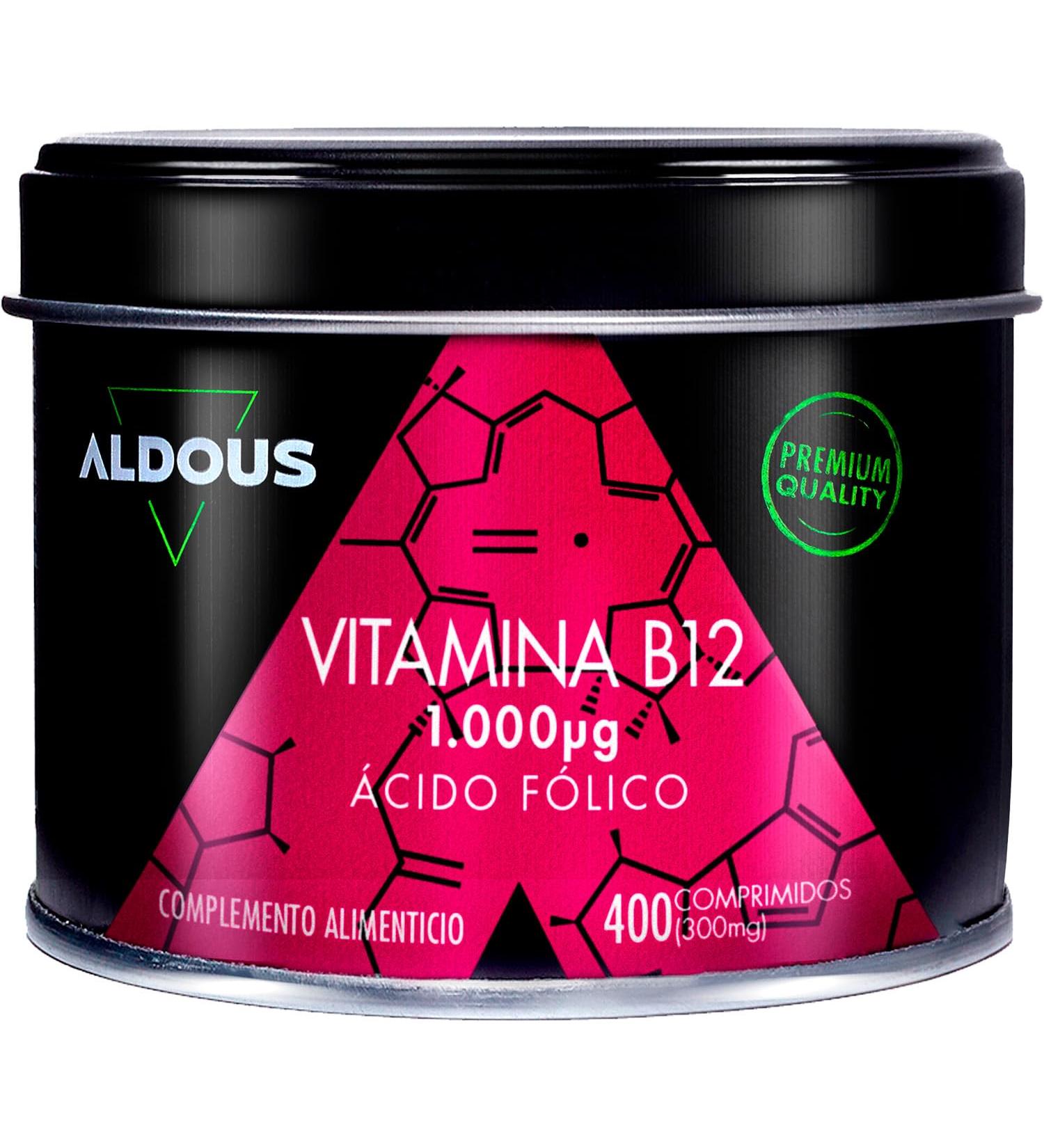 Vegan Vitamin B12 and Folic Acid | 400 Tablets | Vitamin B12 1000 mcg + 400 mcg Folic Acid | Intense Fatigue Vitamin | Immune System and Defenses | + 1 Year of Treatment - Buy Online on GoSupps.com