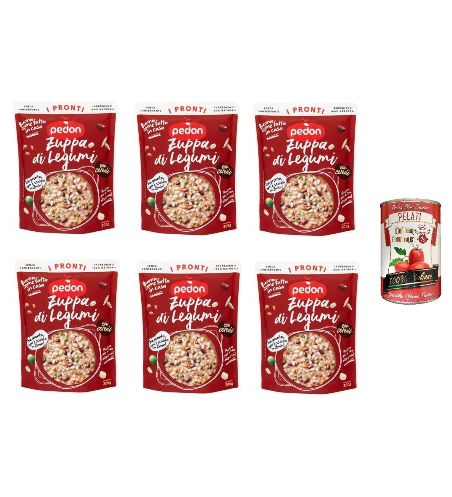 Italian Gourmet E.R. Pedon I Pronti Pack of 6 Legume Soups 300g + Gourmet Italian Pelati 400g - Buy Online on GoSupps.com