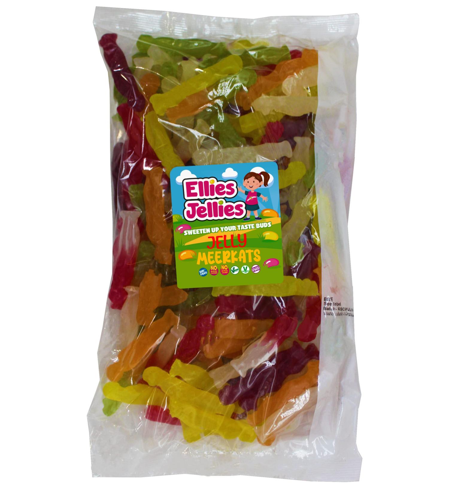 Ellies Jellies Jelly Meerkats 1kg Bag Fruity Flavour Colourful Jellies Gummy Sweets Enjoyable Design