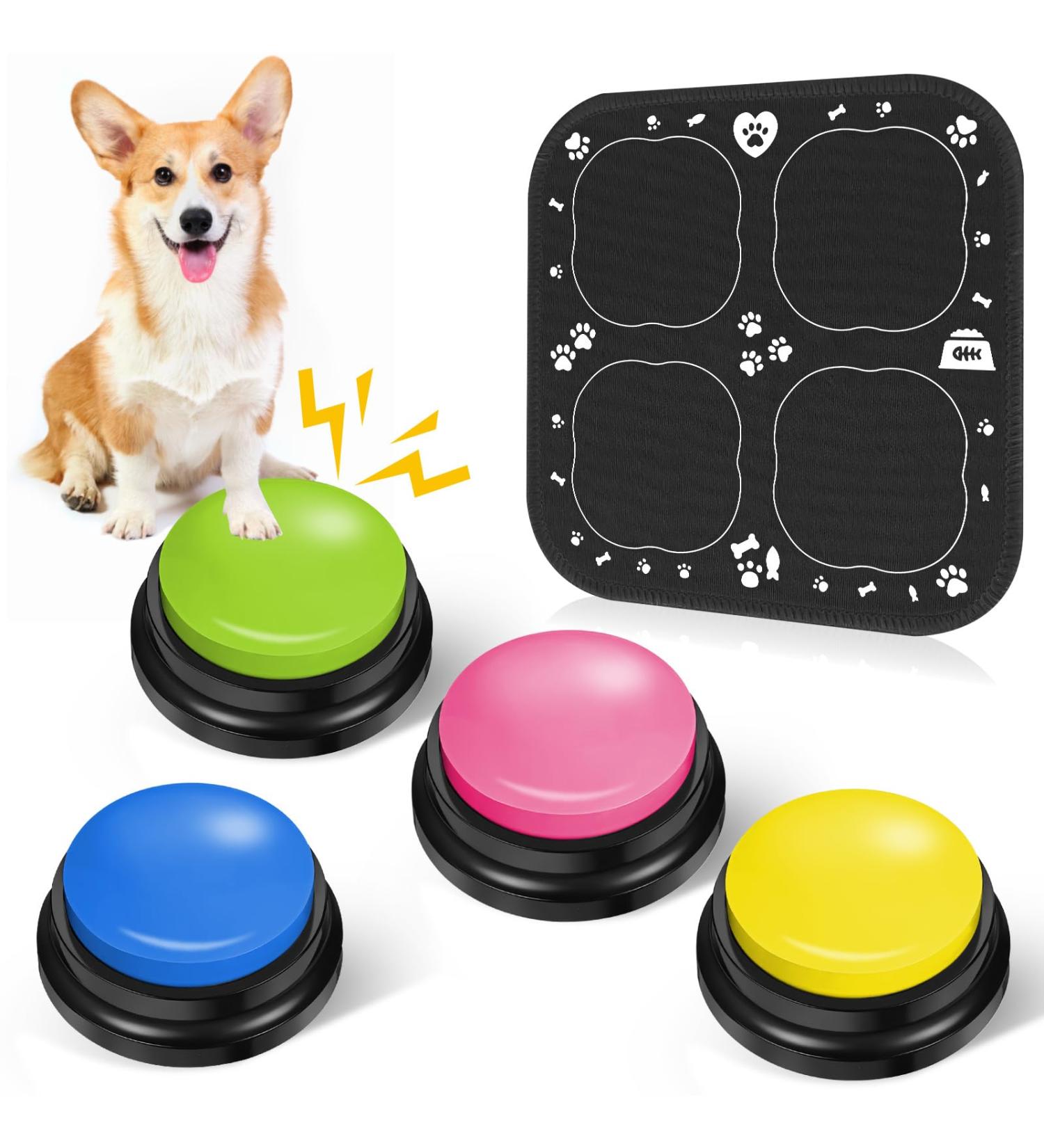 Reaque Dog Training Buzzer Set - 4 Recording Function Sound Buttons with Rubber Mat for Interactive Pet Training | International Shipping Available - Buy Online on GoSupps.com