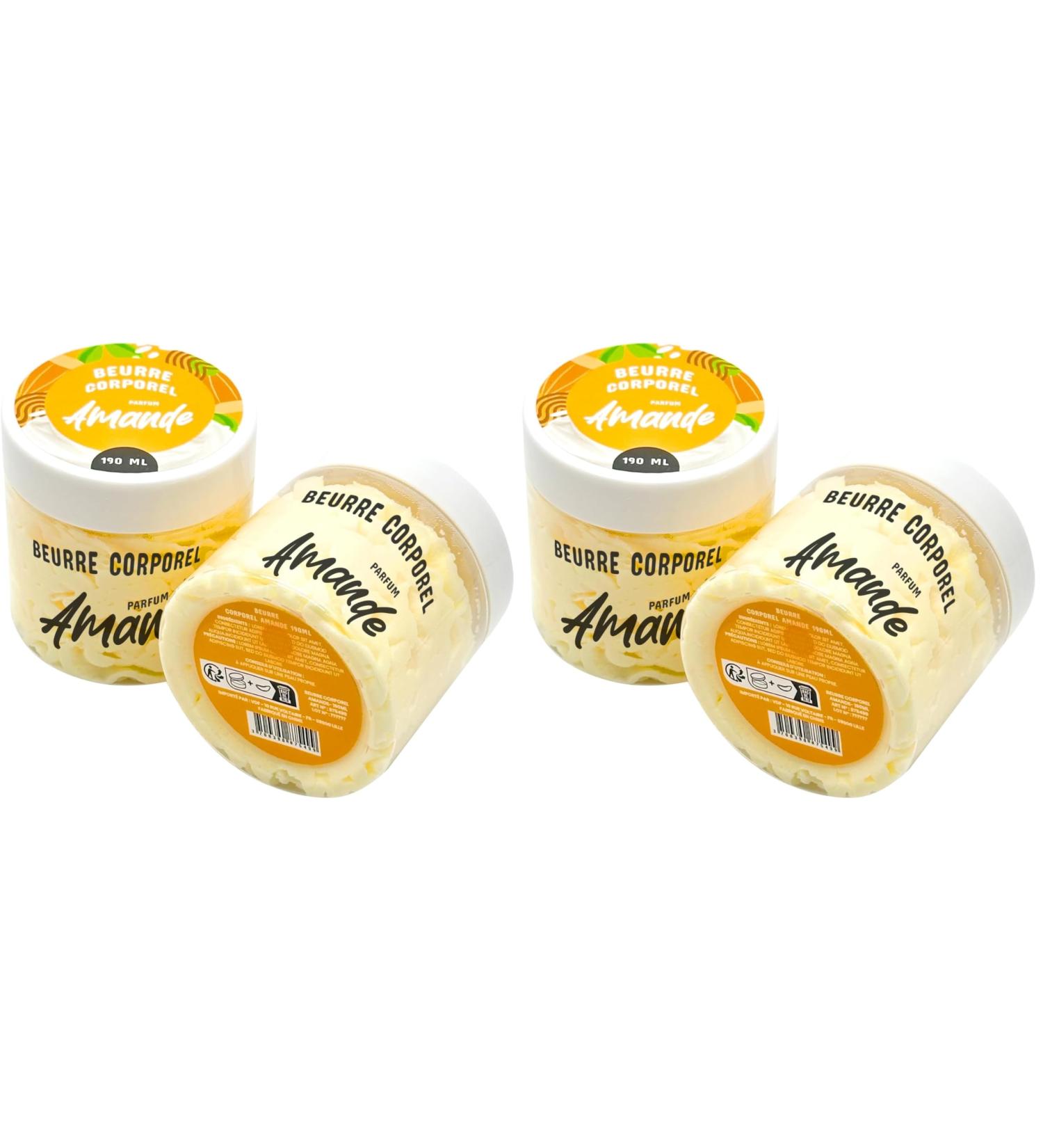 Beurre Corporel Fouett - Soin Peau S che Corps et Mains - Pour Homme et Femme - Hydratant - Adoucissant - Lissant - Nourrissant - 190 ml - Senteur d'Amande (Lot de 2)
