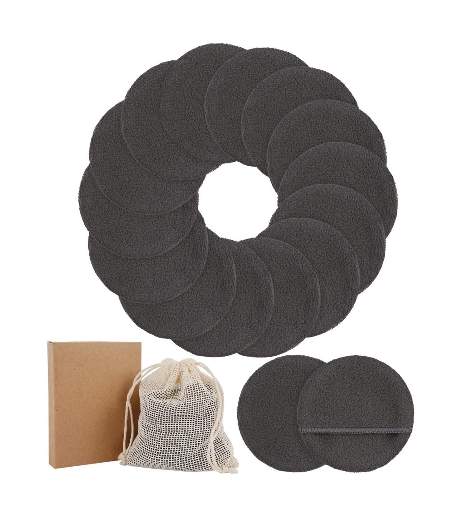 HAVHAV Bamboo Makeup Remover Pads Reusable Four Layer Face Cleansing Pads Rounds Washable Makeup Removal Cloth with Laundry 14 Pack 1PC_SEE BELOW FOR SIZE DESCRIPTIONS Grey