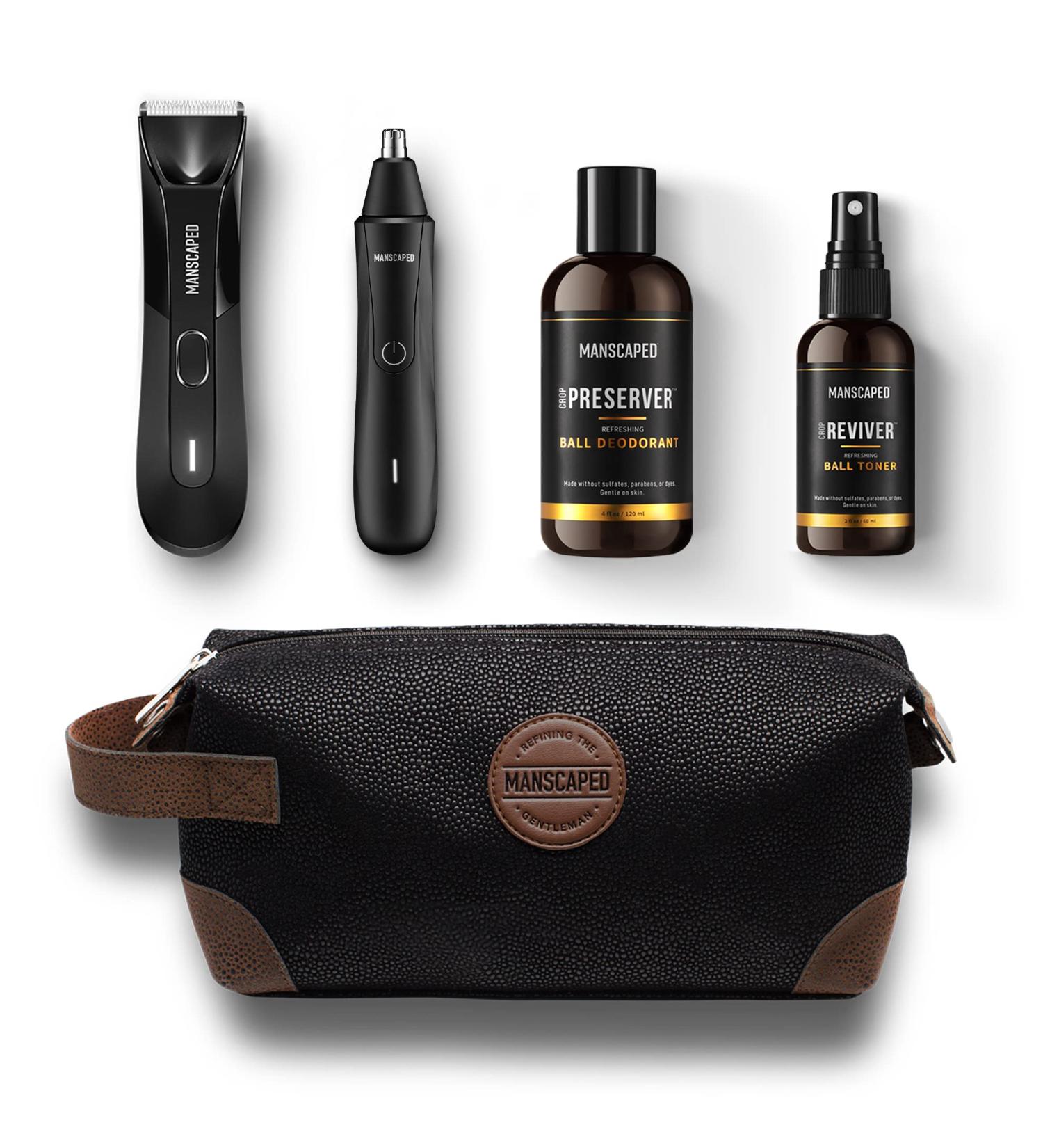 MANSCAPED Grooming Essentials 4.0: Lawn Mower 4.0 Electric Trimmer, Weed Whacker Nose Hair Trimmer, Crop Preserver & Reviver, Toiletry Bag - Buy Online on GoSupps.com