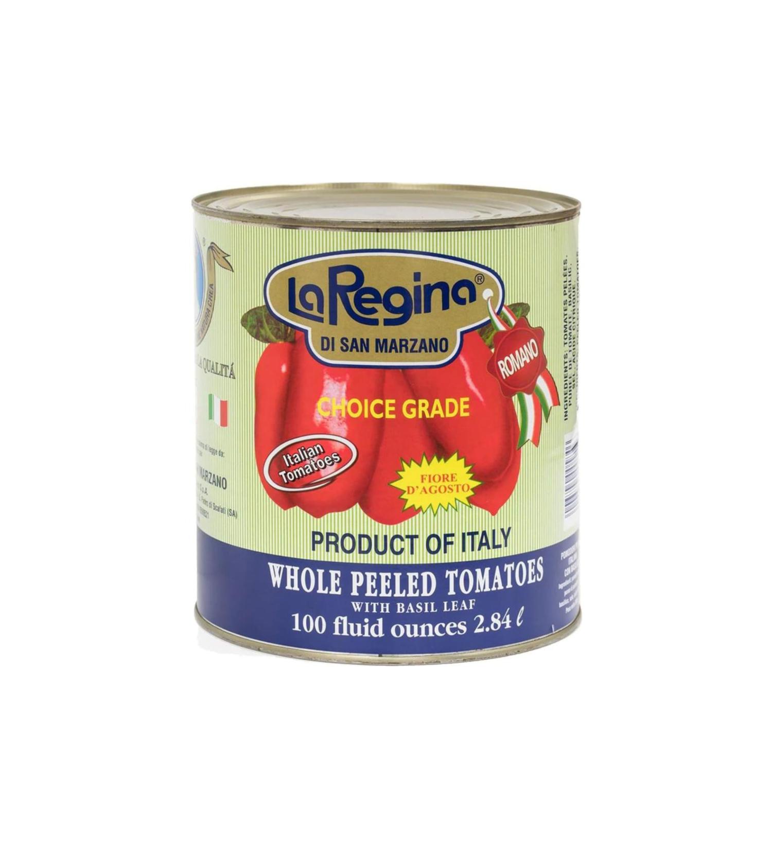 La Regina - Peeled Italian Whole Tomato Tomato - San Marzano 100 oz (Pack of 6)