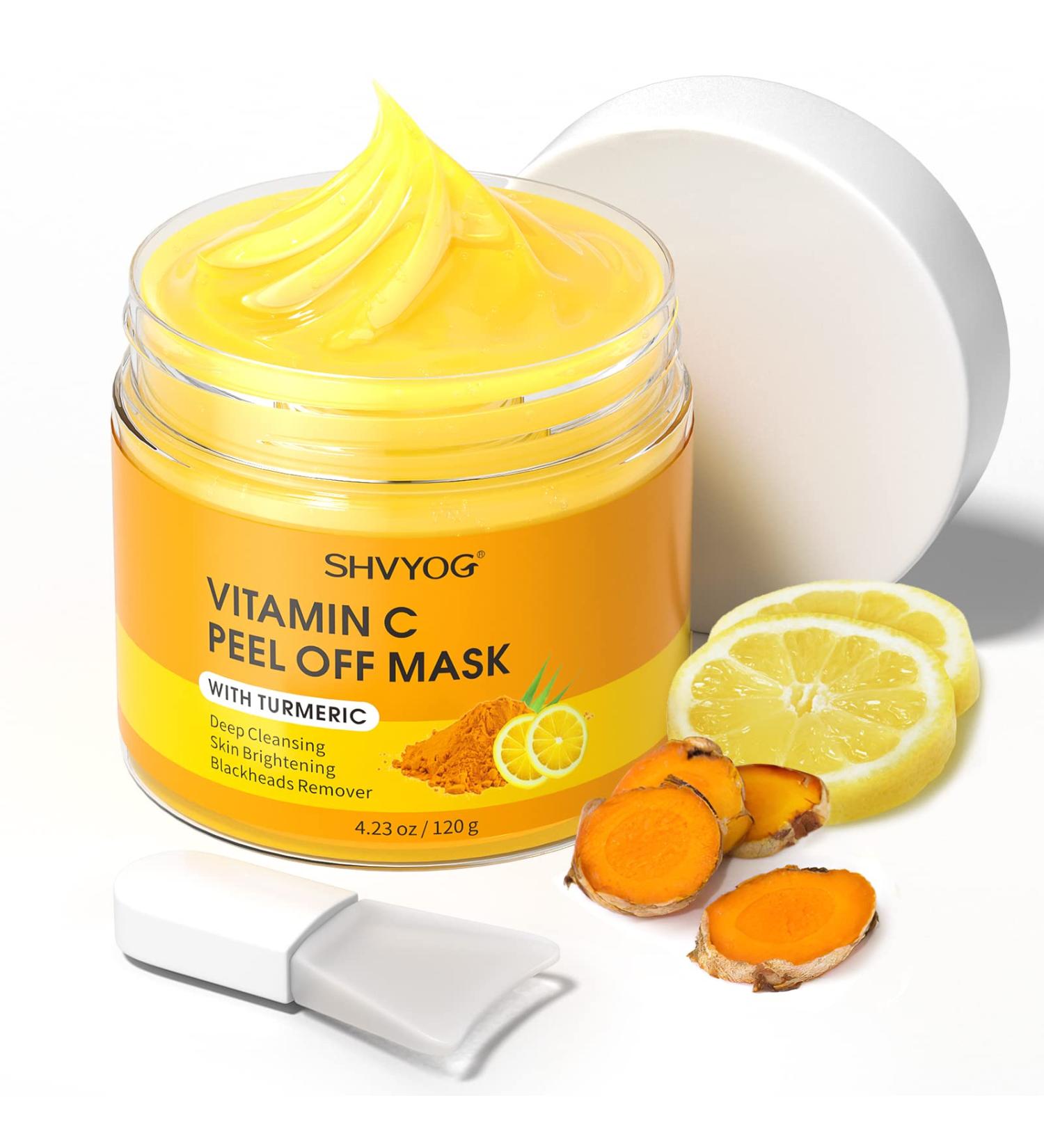 SHVYOG Vitamin C Peel Off Face Mask with Turmeric - Blackhead Remover & Deep Cleansing for Large Pores - Buy Online on GoSupps.com