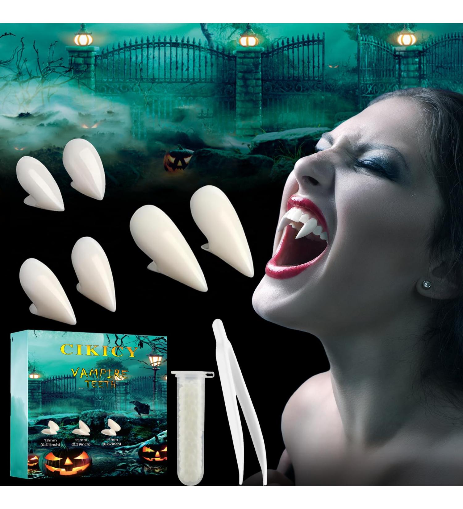 3 Pairs Vampire Fangs for Kids Adults Halloween Werewolf Makeup Accessories Vampire Costumes for Kids Women 3 Pairs Fangs with Glue - Buy Online on GoSupps.com