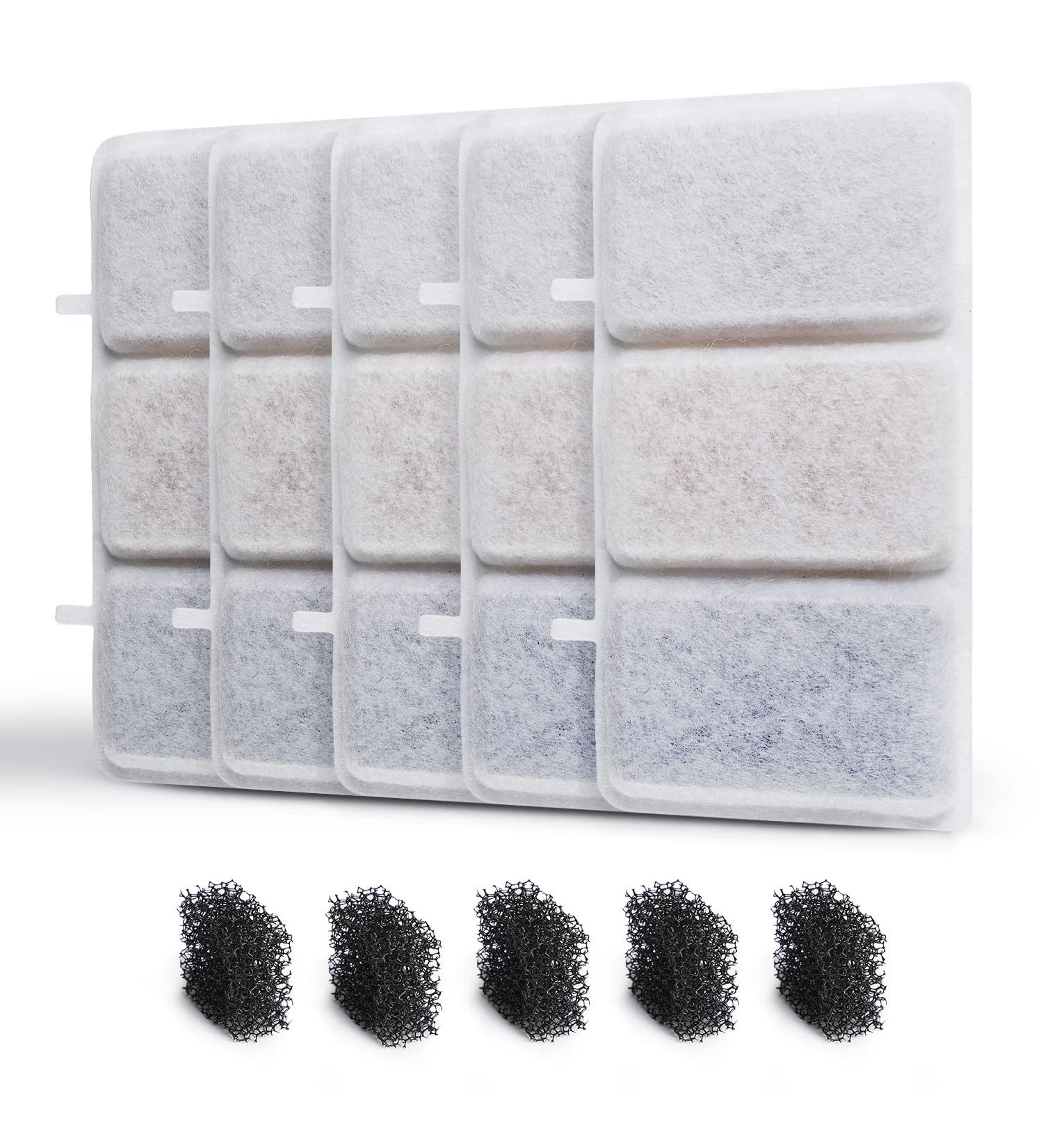 Petory 5 Replacement Filters & Foam Filters for 74oz/2.2L Automatic Pet Water Fountain - Cat Water Dispenser - Buy Online on GoSupps.com