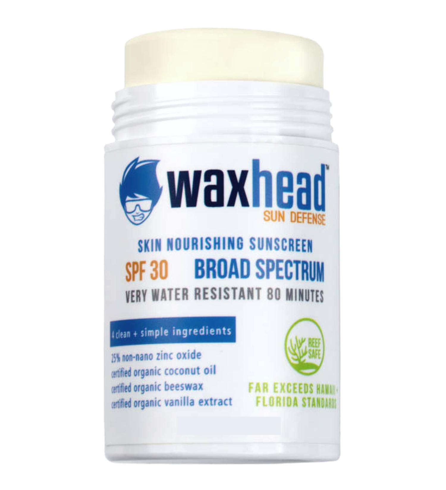 Waxhead Coral Reef Safe Sunscreen Stick - Biodegradable Mineral Sunscreen for Face, Body, Baby, and Tattoos - Hawaii Approved, Waterproof, Matte Finish - Physical Zinc Oxide Protection - Buy Online on GoSupps.com