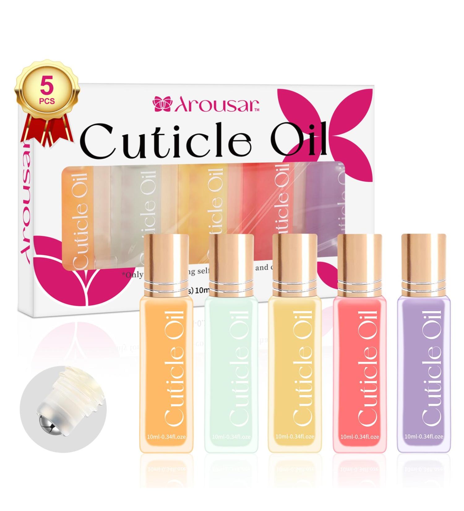 Arousar Cuticle Oil 5pcs 10ml Nail Oils Set Rollerball Applicator for Nails Natural Cuticle Care Kit Essential Oils for Nails Smoothing Nourishing and Moisturizing Sweet Almond B-Almond/ Vanilla/ Honey Milk/ Rose /Lavender - Buy Online on GoSupps.com
