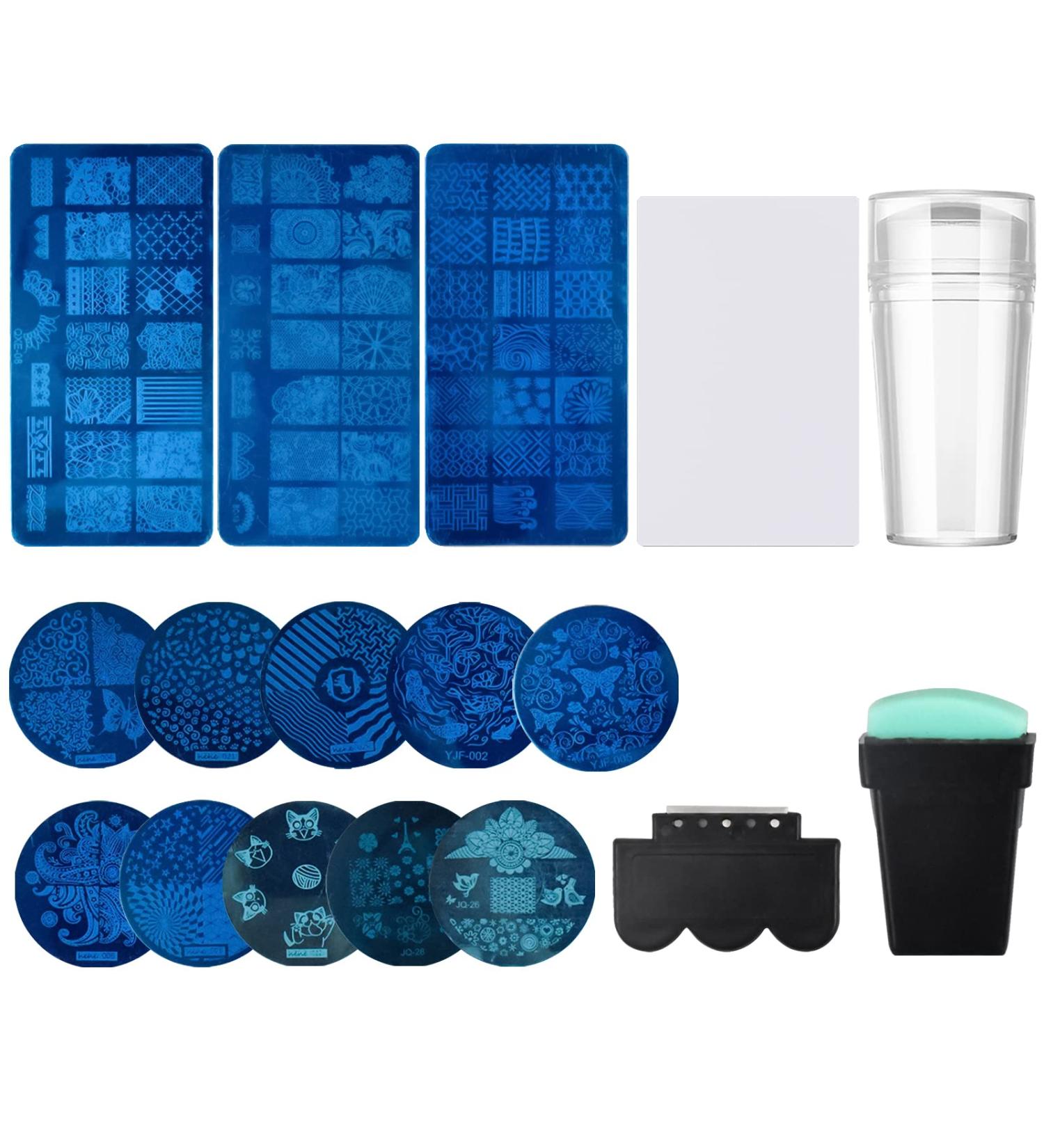 NATUCE Art Nail Stamp Set - 13 PCs DIY Nail Stamping Plates & Stencils for Manicure | Perfect for Women & Girls - Buy Online on GoSupps.com