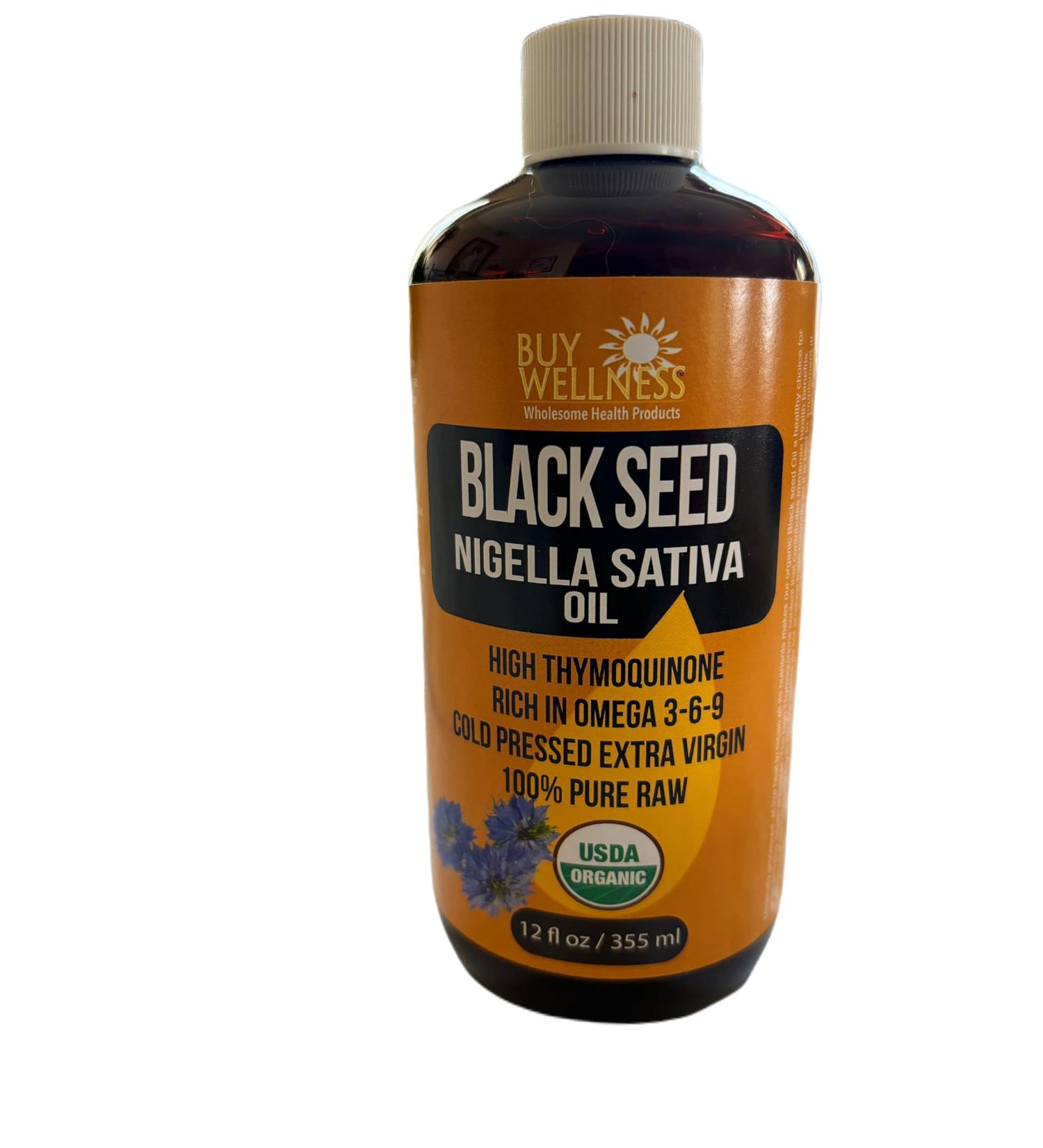 Buy Wellness USDA Organic Blackseed Cold Pressed Oil Nigella Sativa Premium Black Cumin Oil High Thymoquinone Powerful Omega rich oil 12 oz - Buy Online on GoSupps.com