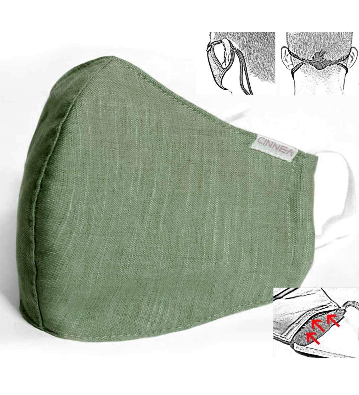 CINNEA LEINEN Adjustable Face Mask - 2 Wearing Options & Free Storage Bag | International Shipping Available - Buy Online on GoSupps.com