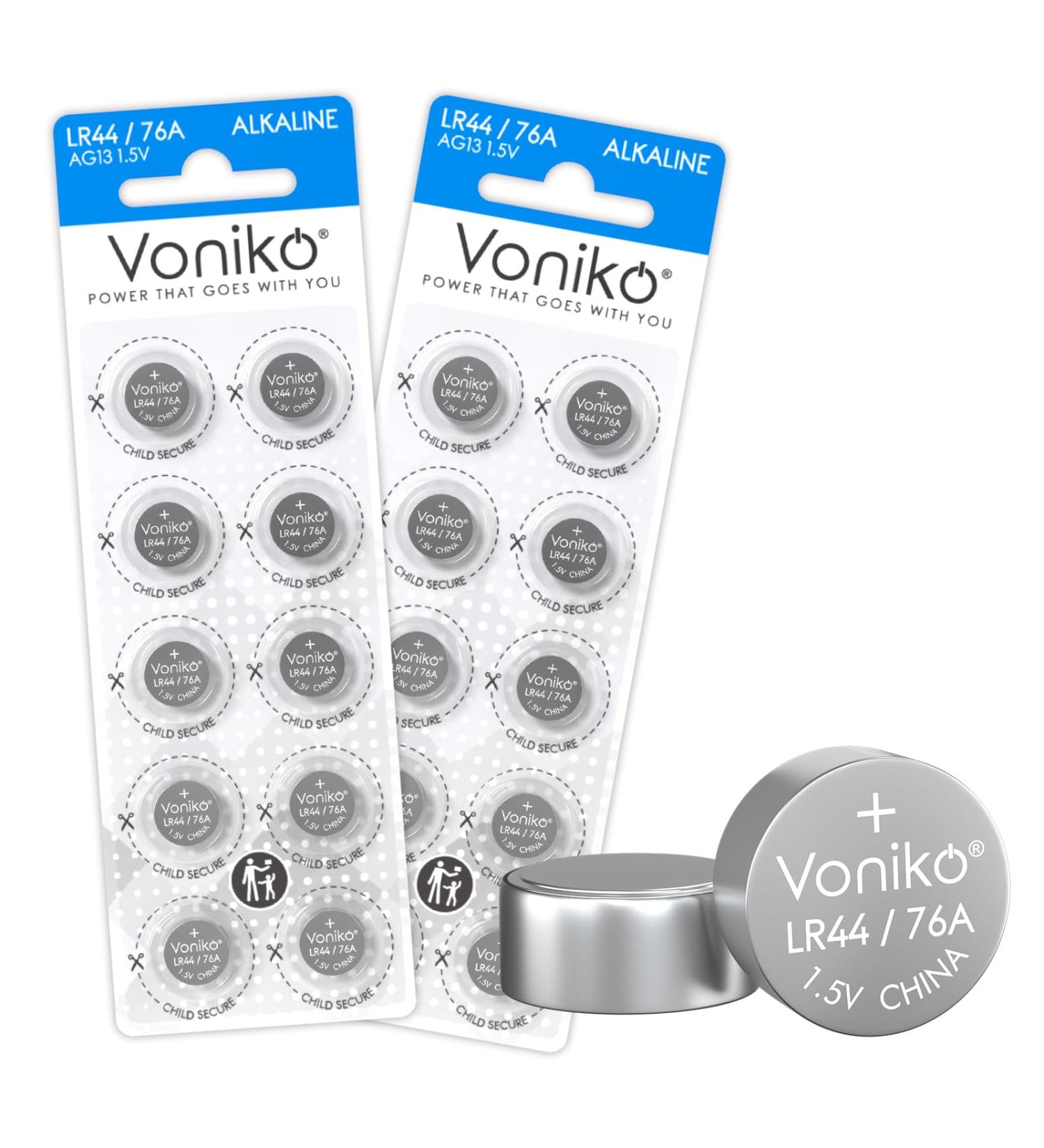 Buy Voniko AG13 LR44 Batteries - Premium 1.5V Alkaline Button Cell Battery 20 Pack for Toys & Electronics - Buy Online on GoSupps.com