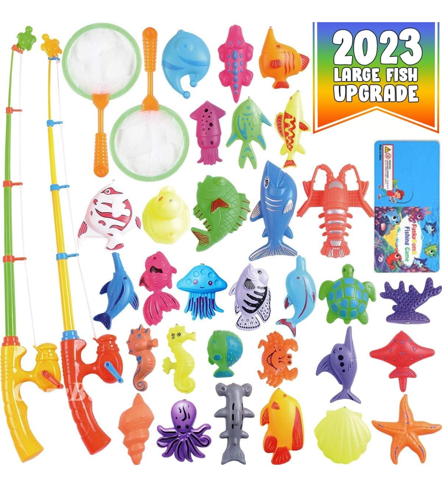 CozyBomB Magnetic Fishing Game Set for Kids - Bath Time Fun with Pole, Net, and Floating Fish - Educational Toy for Ocean Animal Learning - Great Christmas or Birthday Gift - Buy Online on GoSupps.com