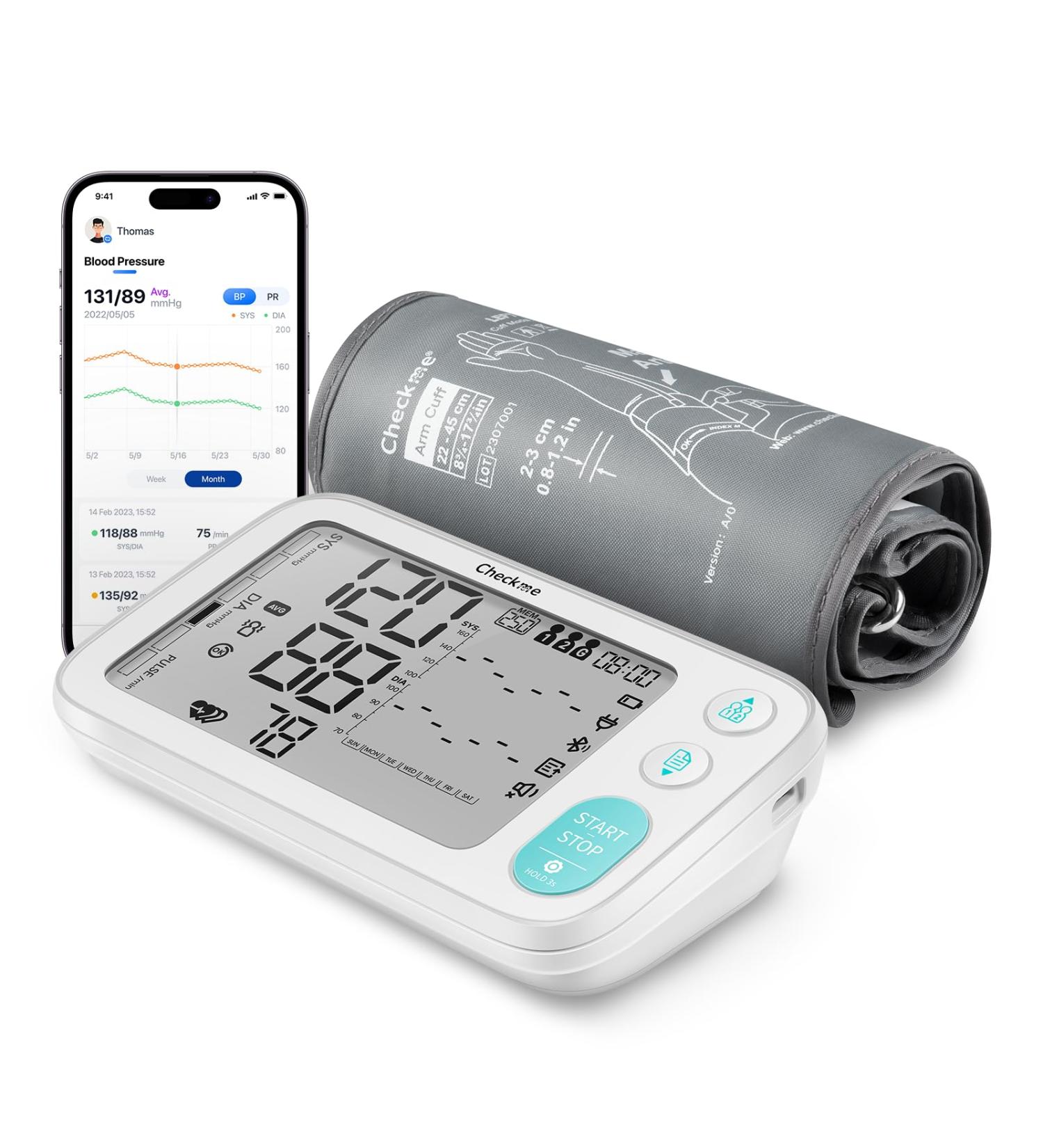 Checkme BP3 Blood Pressure Monitor - Clinically Validated 250 Data Memory Dual Display Arrhythmia Detection Ideal for Diabetics & Pregnant - International Shipping - Buy Online on GoSupps.com