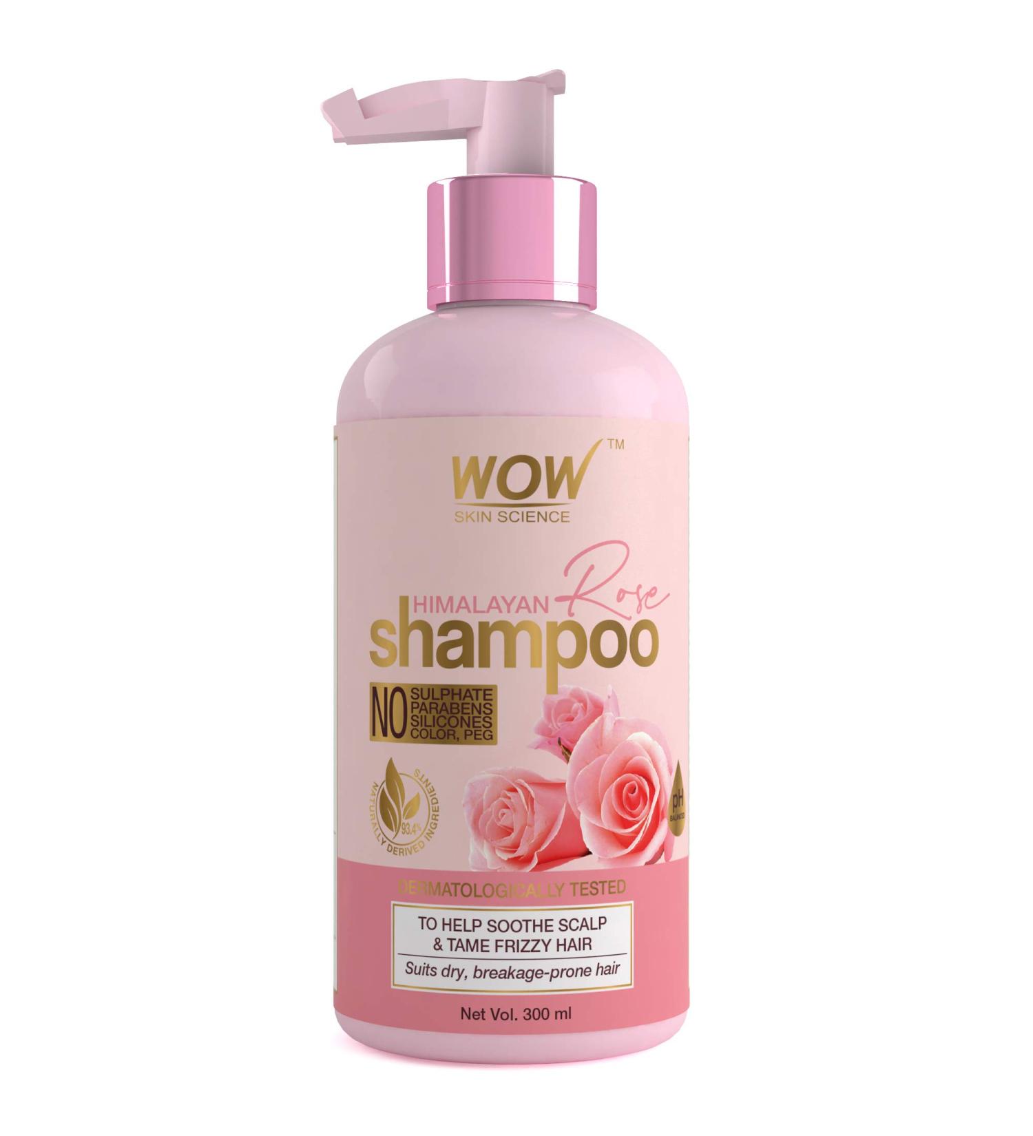 WOW Skin Science Himalayan Rose Shampoo - Volumizing Formula with Rose Hydrosol & Natural Oils | No Parabens Sulphates Silicones | 300ml - Buy Online on GoSupps.com