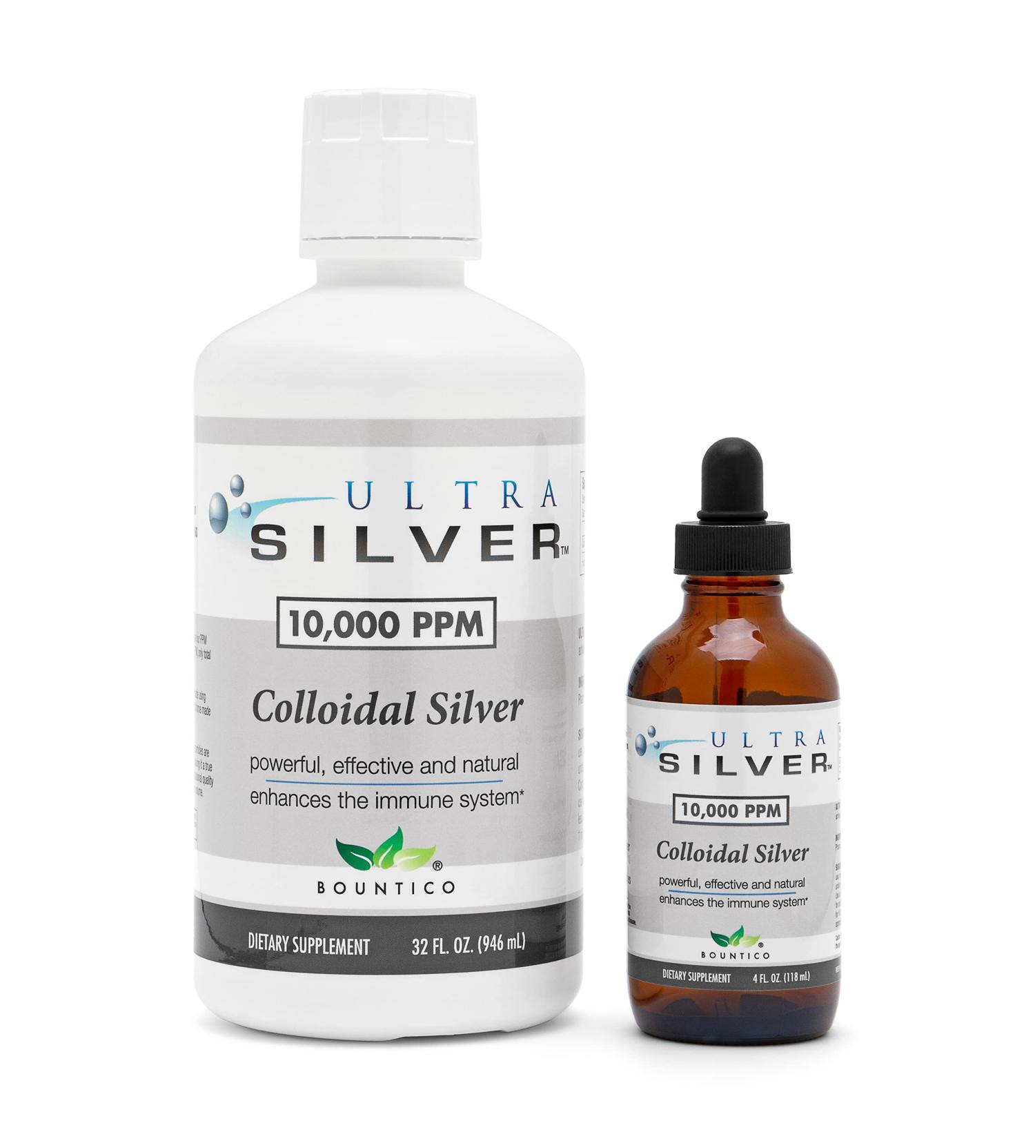 Ultra Silver Colloidal Silver 10 000 PPM - 32 Oz Mineral Supplement with 4 Oz Dropper Bottle | True Colloidal Silver for Immune Support - International Shipping Available - Buy Online on GoSupps.com