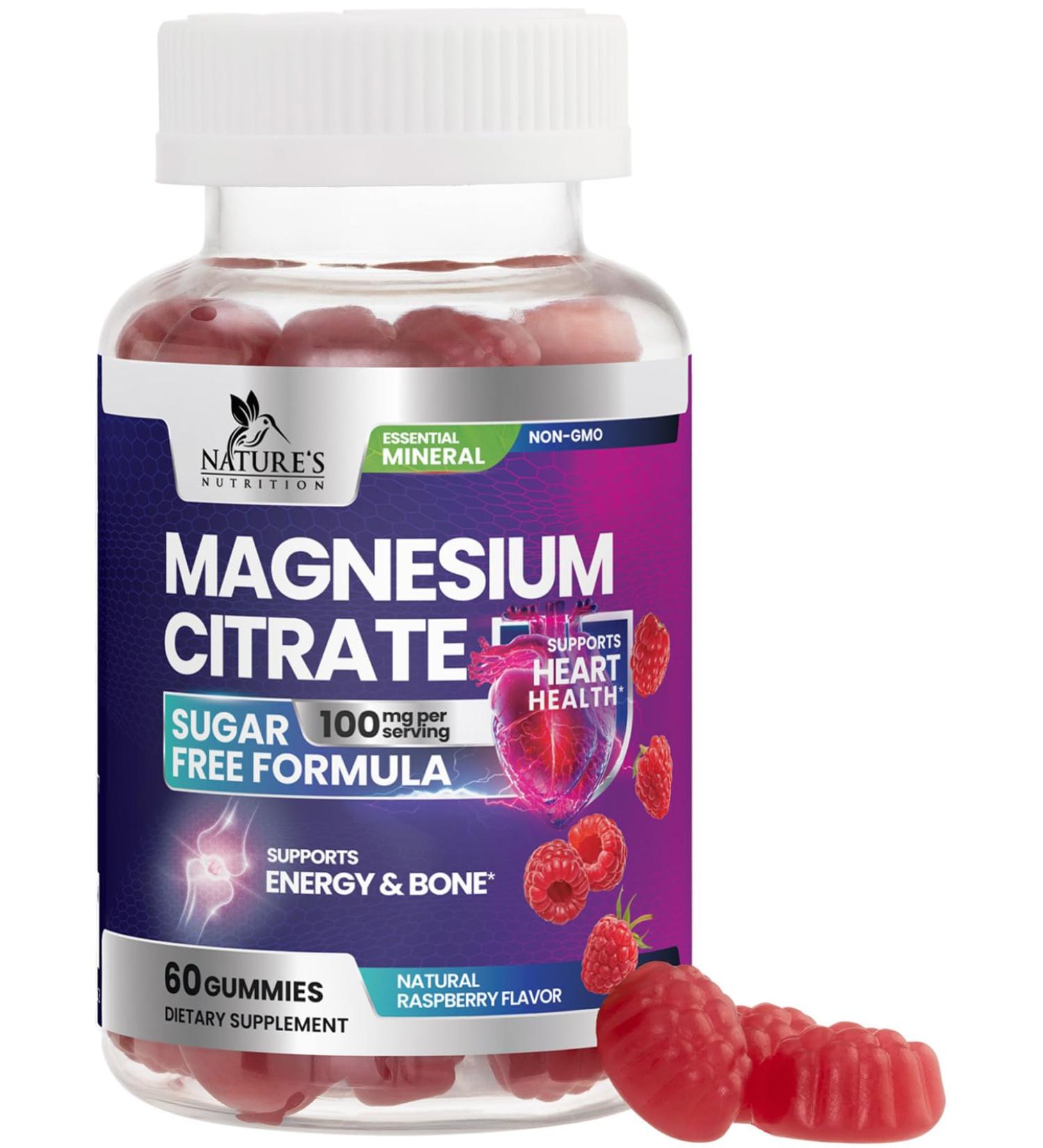 Magnesium Citrate Gummies - Sugar Free - High Bioavailability High Absorption Magnesium Gummies Supplement Improved Vegan Formula - Supports Bones Muscles & Relaxation Mag Citrate Gummy 60 Count - Buy Online on GoSupps.com