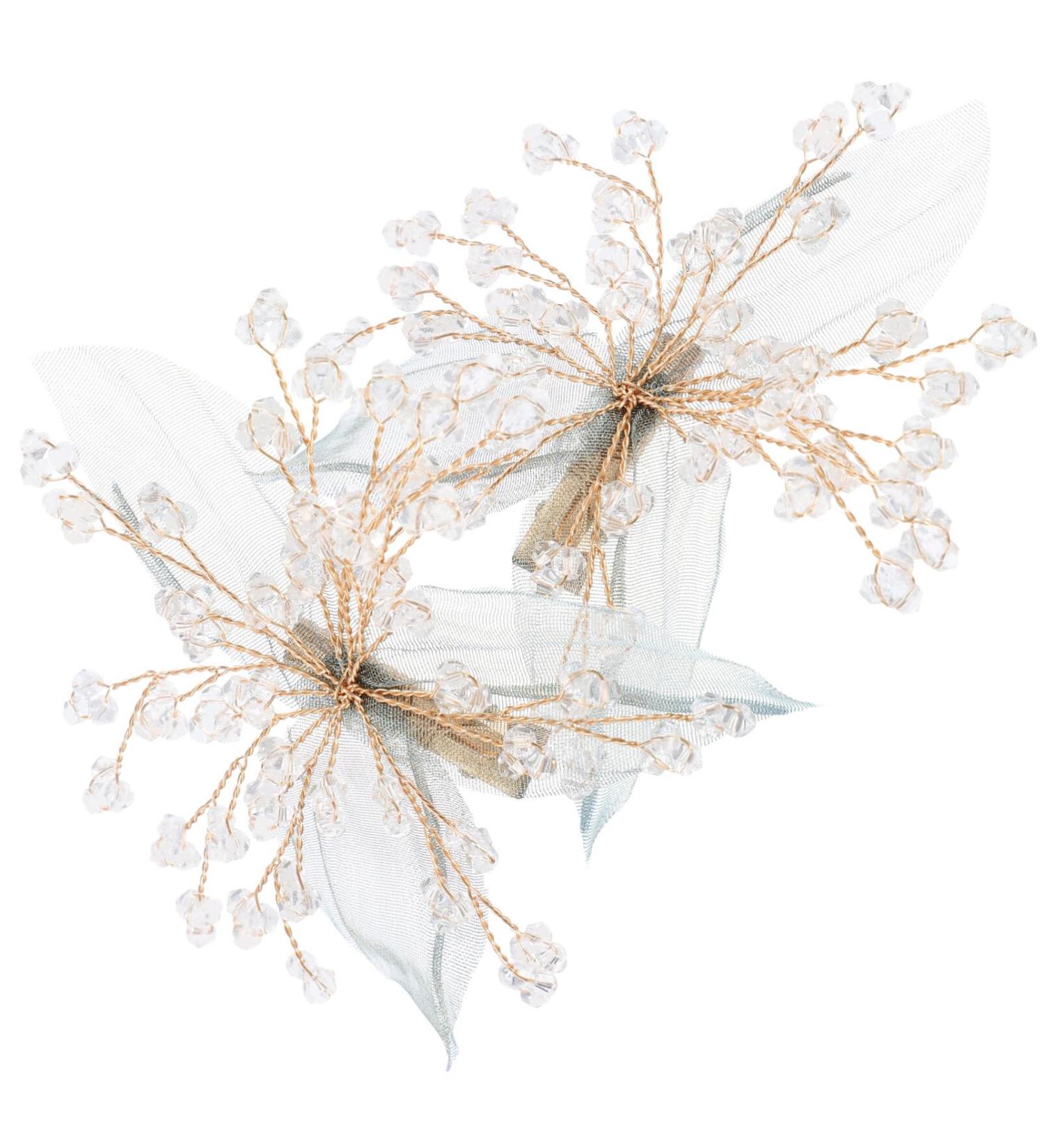 Lurrose Bridal Hair Clips - Green Leaf & Crystal Accessories for Weddings & Parties - Buy Online on GoSupps.com