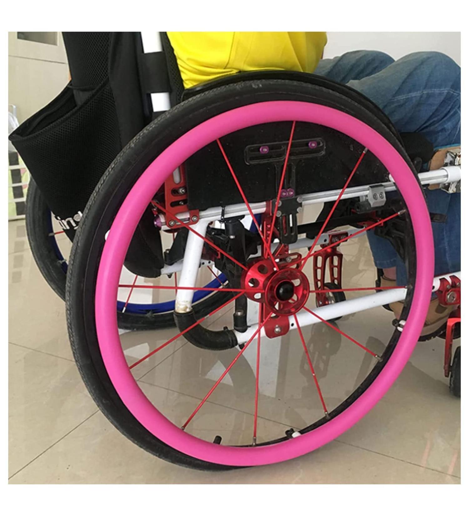 Wheelchair Wheel Covers Silicone Wheelchair Push Rim Covers Non-Slip Wear-Resistant Improve Grip and Traction 7 Colors(Pink 24 inches) 24 inches Pink - Buy Online on GoSupps.com