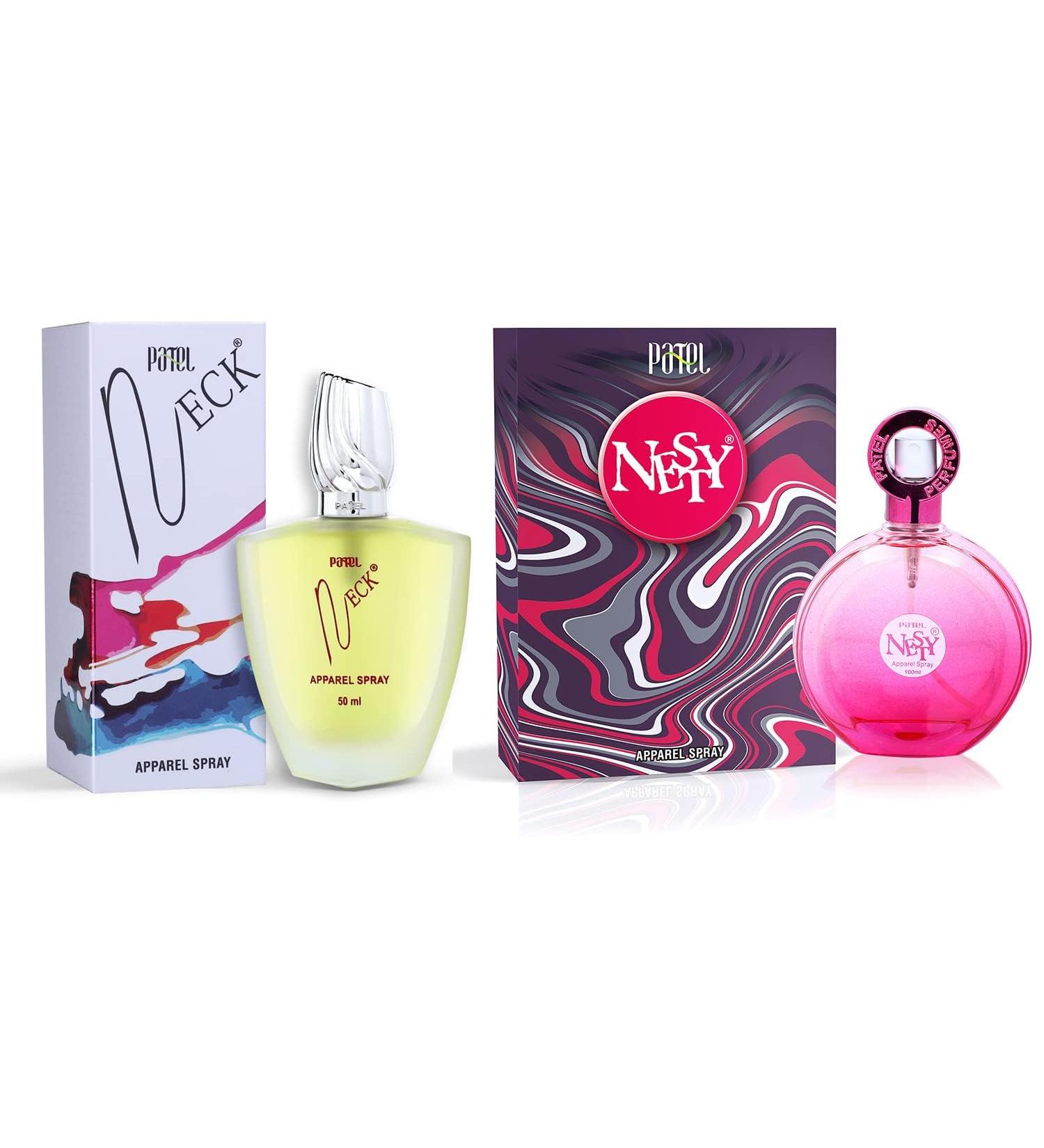 PATEL PERFUMES Neck & Nesty Premium Apparel Spray For Long-Lasting Fragrance For Unisex 50ml+100ml - Floral - Buy Online on GoSupps.com