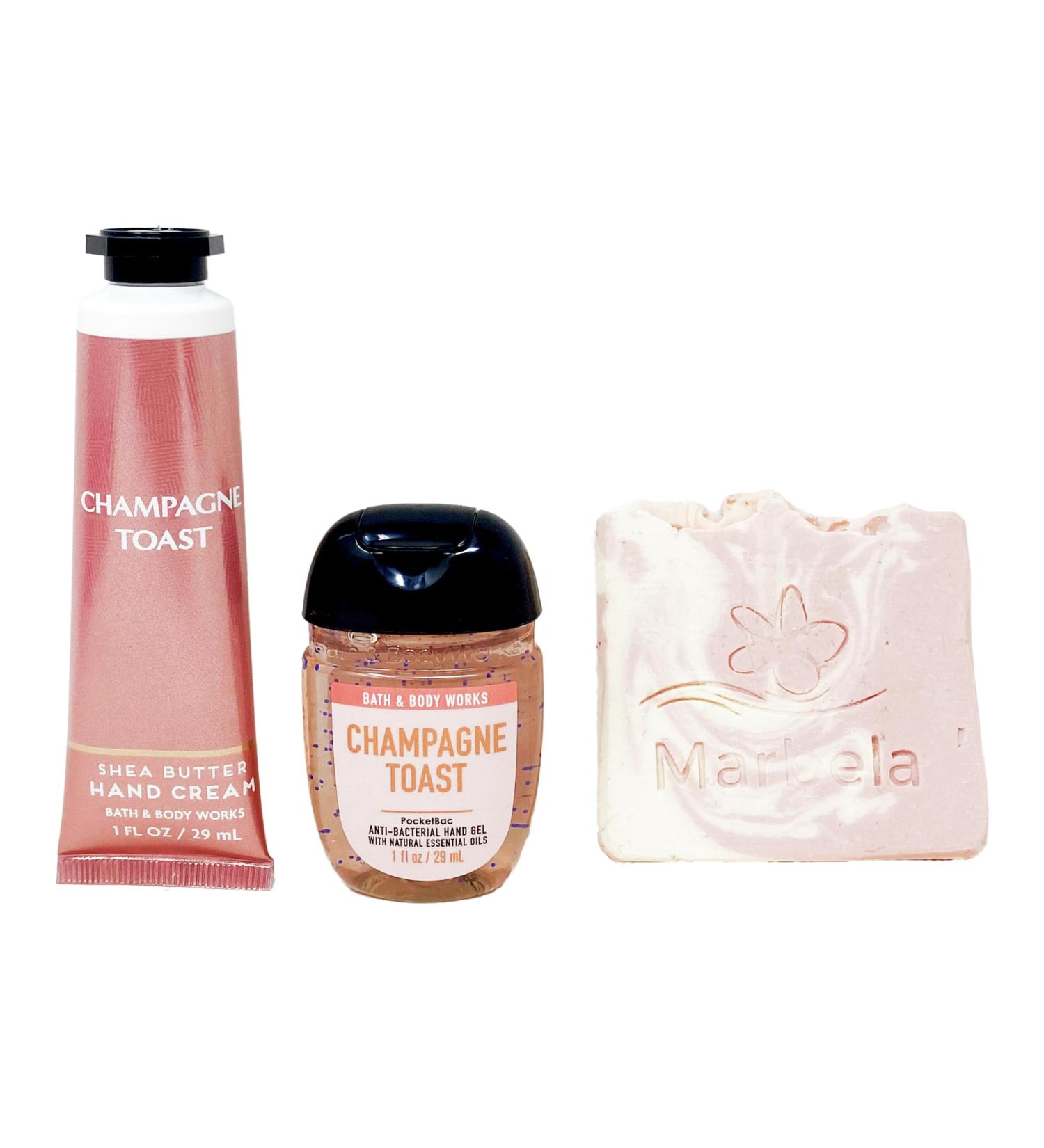 Bath & Body Works Champagne Toast - Duo Gift Set Travel Size - Hand Cream and Hand Gel Sanitizer With a Himalayan Salts Springs Sample Soap. - Buy Online on GoSupps.com