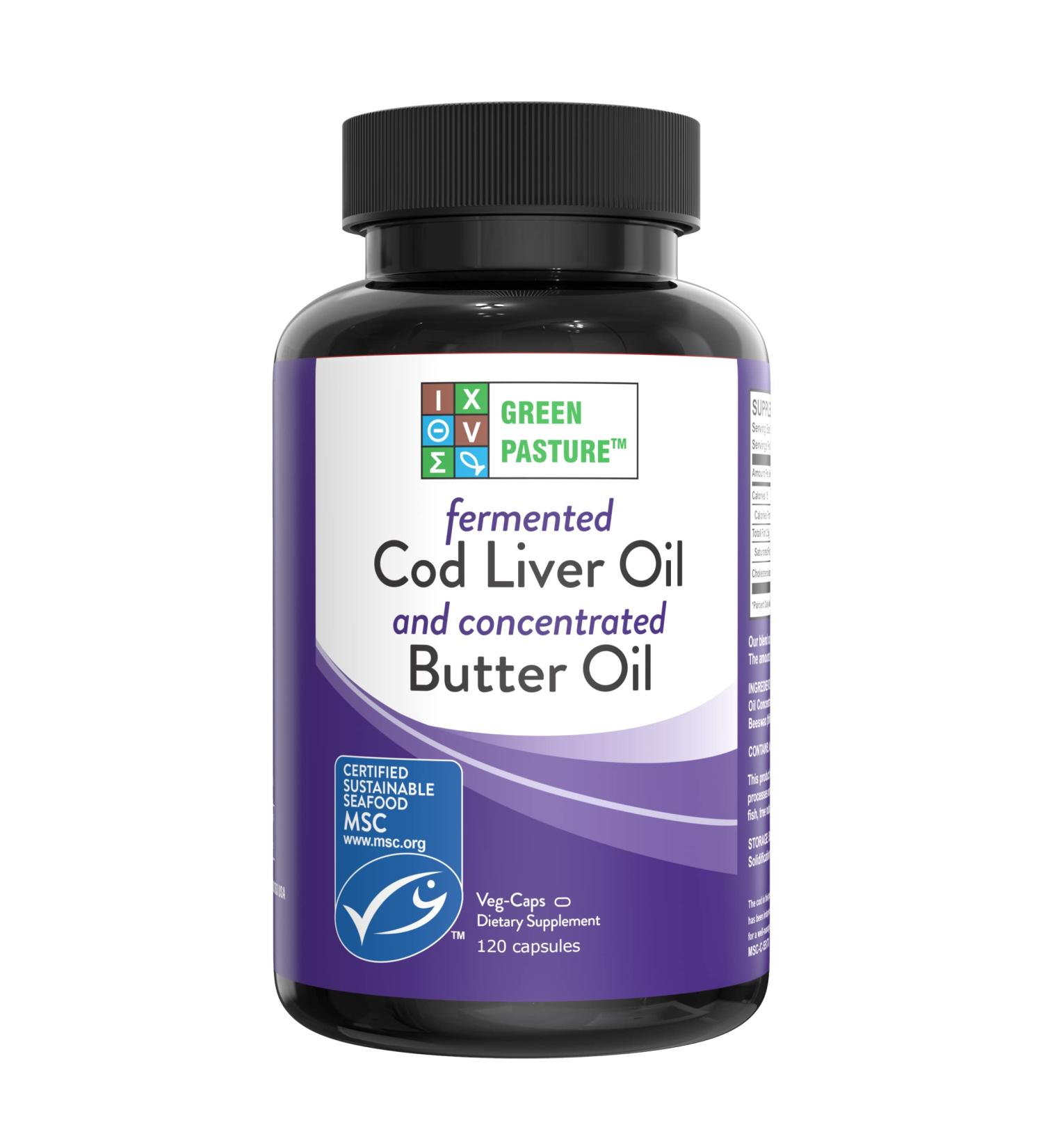 Green Pasture Blue Ice Royal Butter Oil/Fermented Cod Liver Oil Blend - 120 Capsules - Buy Online on GoSupps.com