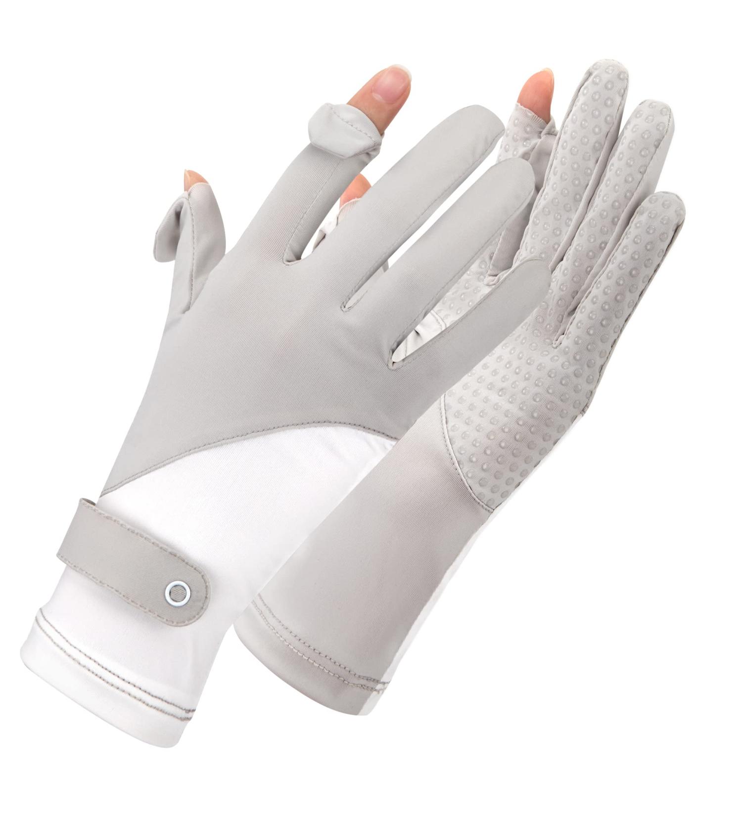 Newellsail Women's UV Sun Protection Full Finger Touchscreen Bicycle Gloves - Slipproof Summer Gloves for Outdoor Golf & Fishing (Gray White) - Buy Online on GoSupps.com