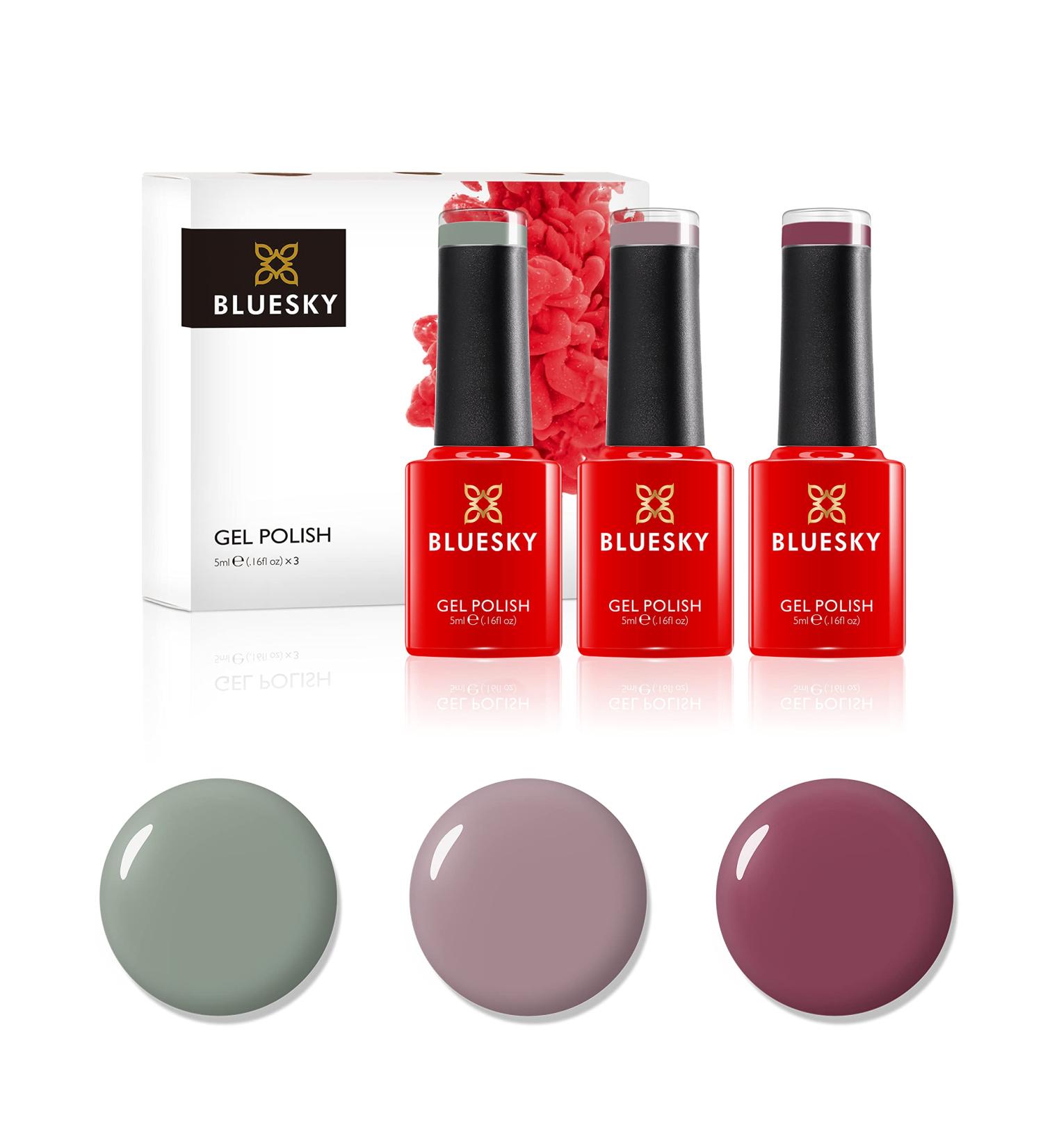 Bluesky Gel Nail Polish Set Fall Essentials Sage Scarf 80570 Field Fox 80594 Marsala KA4036 3 x 5 ml Green Dark Pink (Requires Curing Under UV or LED Lamp) Fall Essentials 5 ml (Pack of 3) - Buy Online on GoSupps.com