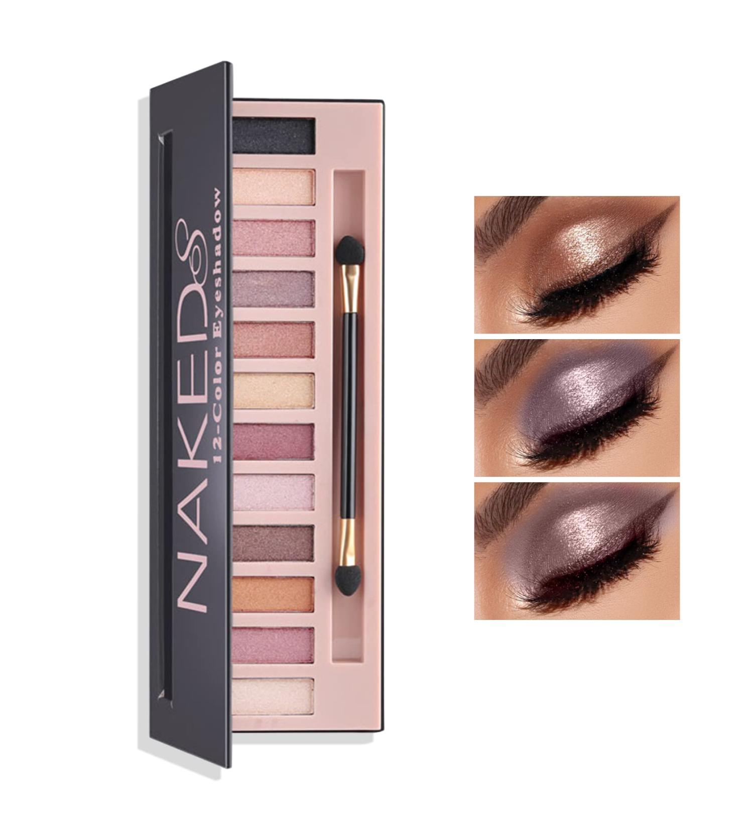 LZYLLS 12 Shades Nude Matte & Shimmer Eyeshadow Palette - Waterproof & Long-Lasting Professional Makeup Palette with Brush (Pearl) - Buy Online on GoSupps.com