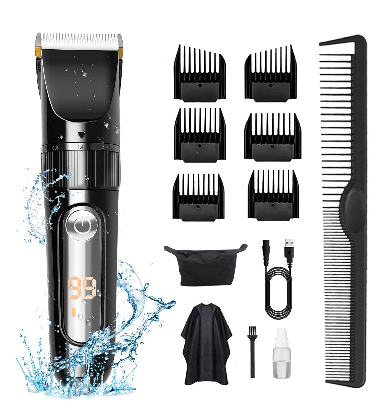 BOMPOW Electric Hair Clippers Trimmer Kit with Adjustable Speeds & 6 Guide Combs - Black - Buy Online on GoSupps.com