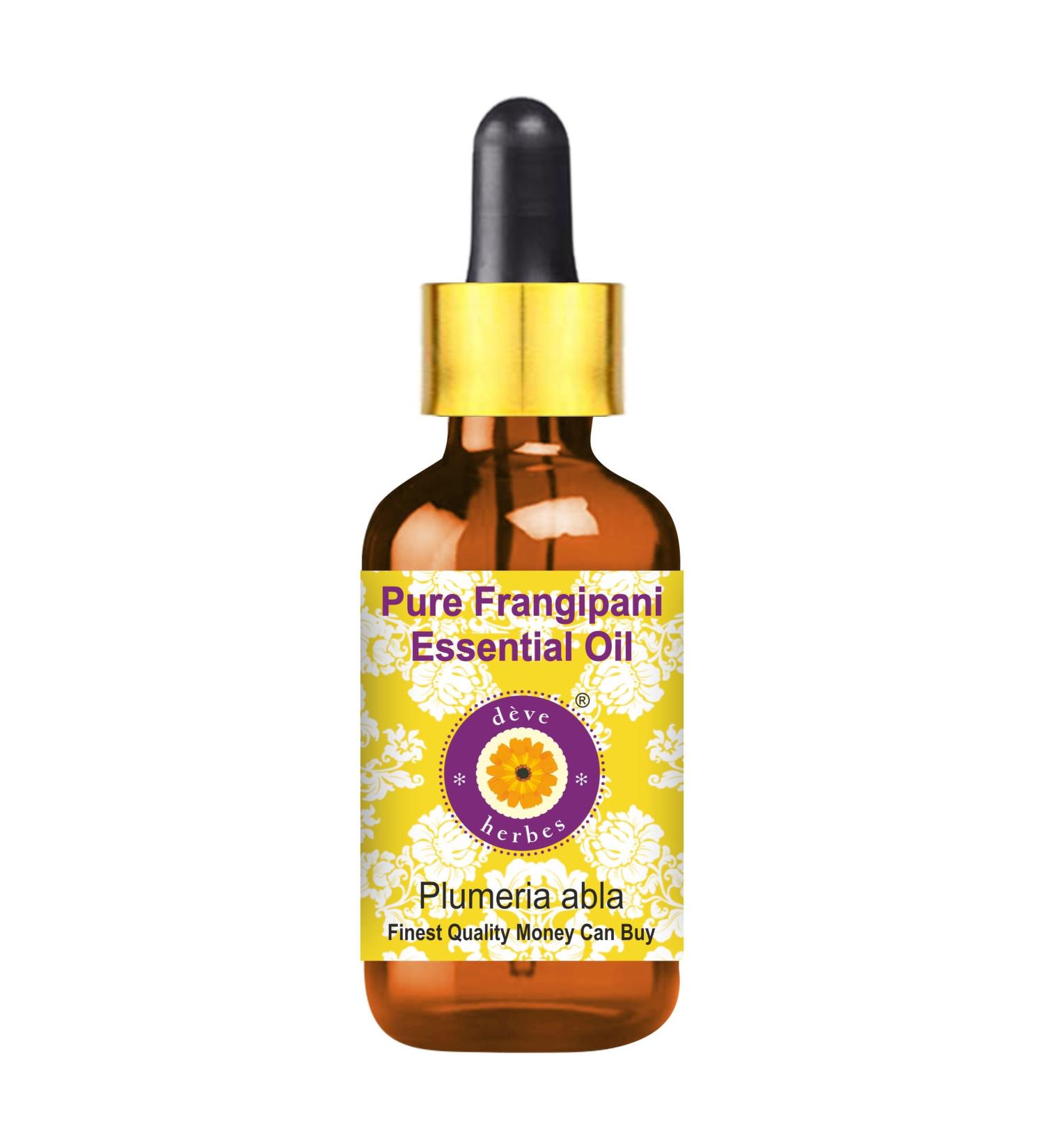 Deve Herbes Frangipani Essential Oil (Plumeria alba) with Glass Dropper Steam Distilled 100ml (3.38 oz) - Buy Online on GoSupps.com