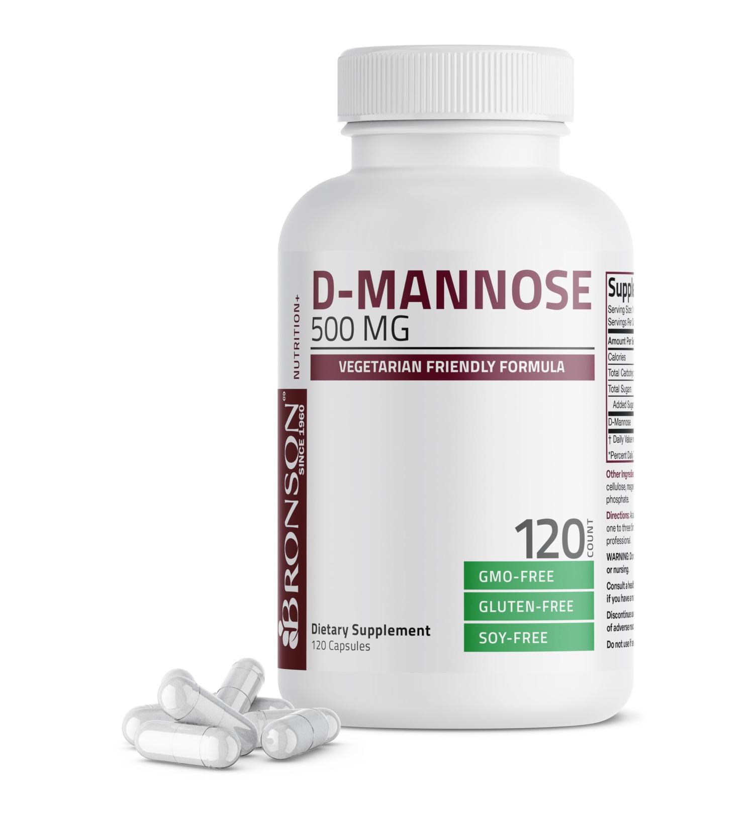 Bronson D-Mannose 500 MG Vegetarian Friendly Formula Non-GMO, 120 Capsules 120 Count (Pack of 1) - Buy Online on GoSupps.com