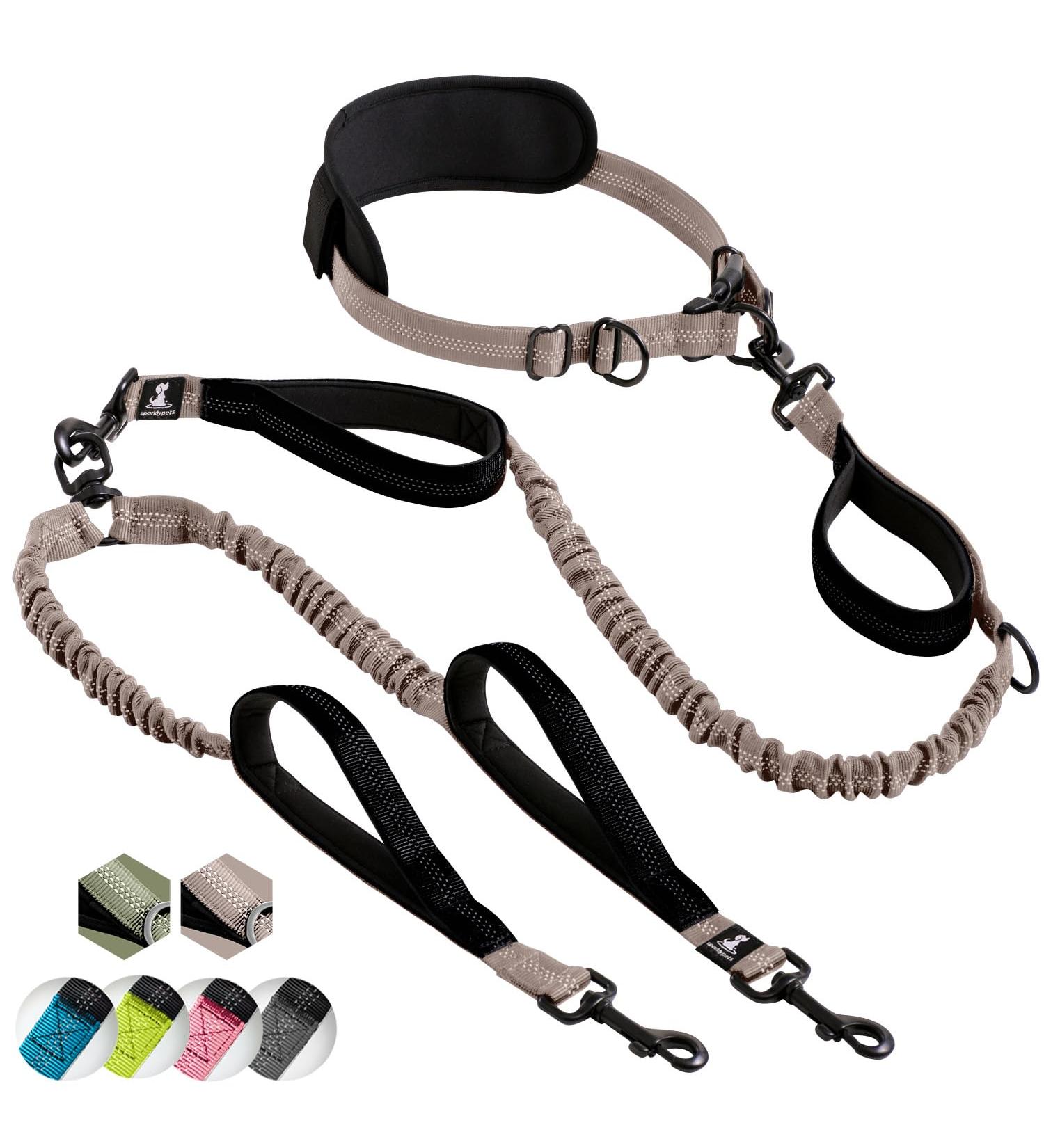 2-in-1 Jogging Line & Leash for Dogs | Dual Handle Dog Leash & Belly Belt for Large/Medium Dogs | Perfect for Walking Jogging & Hiking - Buy Online on GoSupps.com