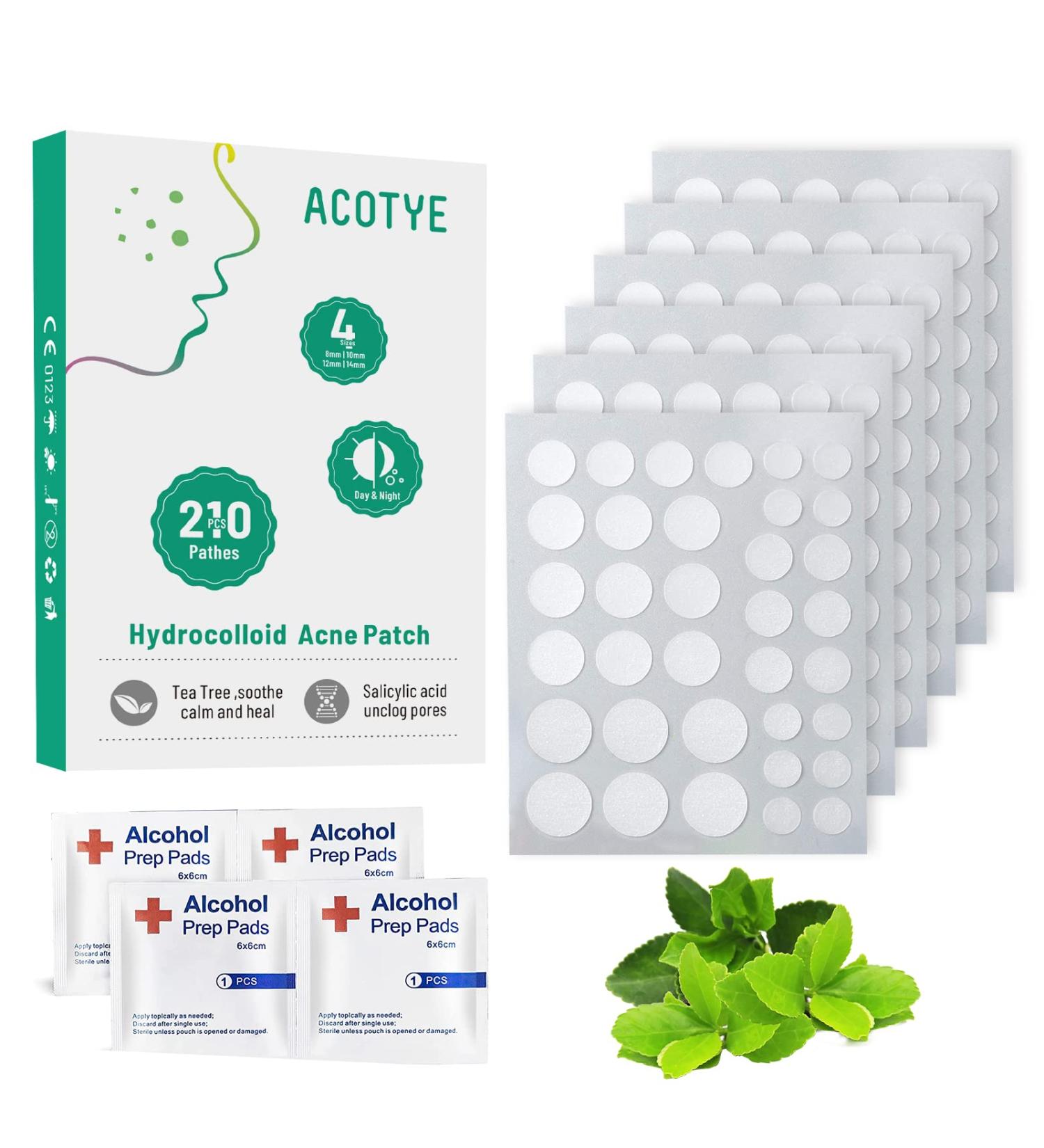 Acotye Pimple Patches 210PCS with Tea Tree Oil, Salicylic Acid & Niacinamide - Blemish Spot Relief - Invisible Patch in 4 Sizes - 8mm, 10mm, 12mm, 14mm - Buy Online on GoSupps.com