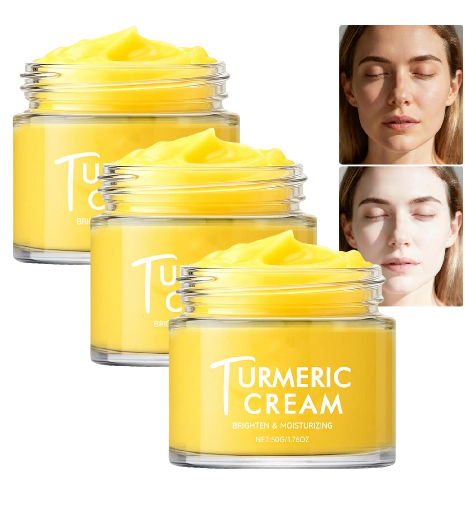 Cr me au curcuma et la vitamine C pour le visage : claircissante hydratante et anti-taches. Soin anti- ge anti-rides raffermissant et hydratant. Convient tous les types de peau (3pcs) - Buy Online on GoSupps.com