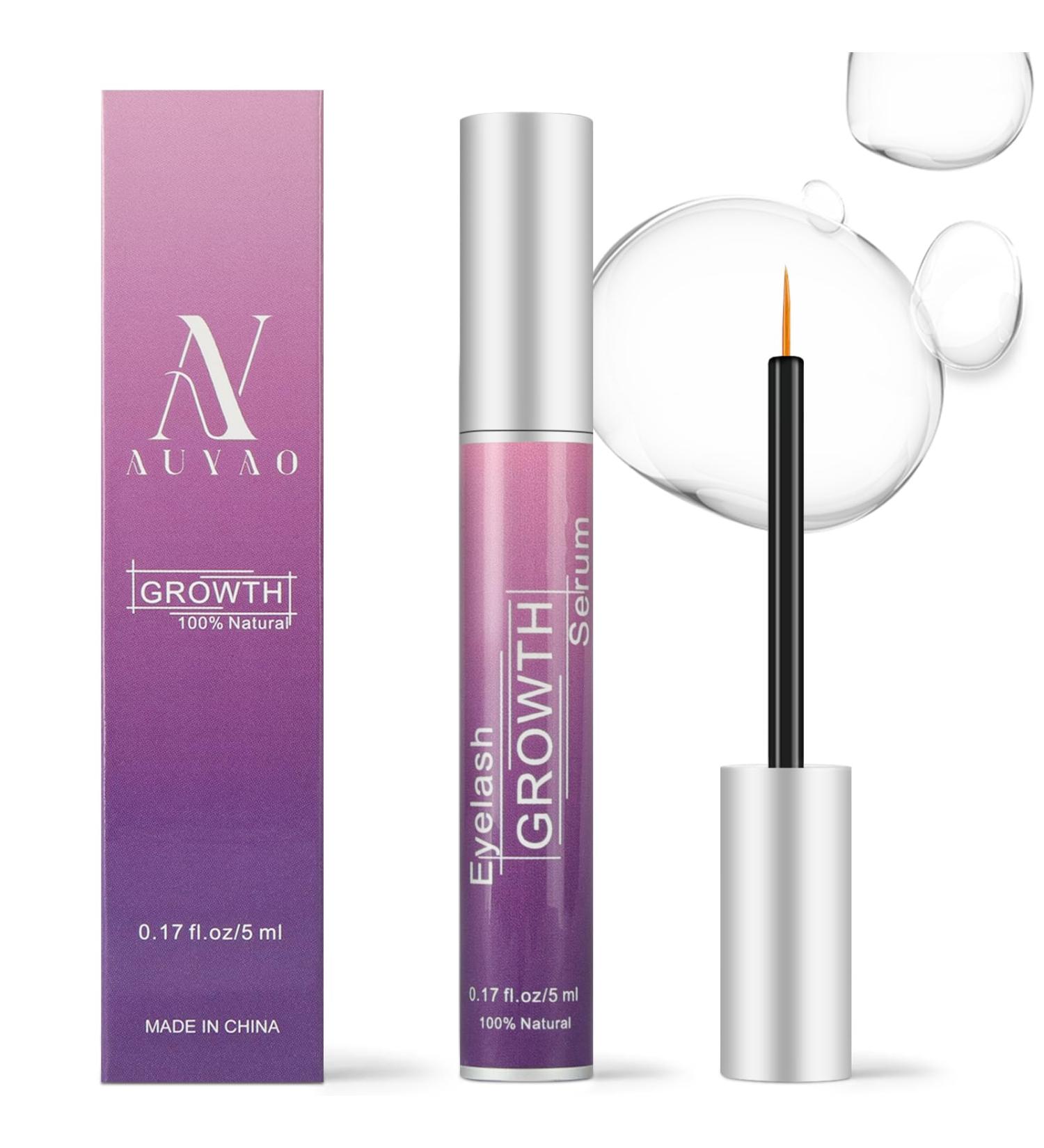 AUYAO Eyelash serum for thin and brittle eyelashes natural eyelash serum for faster eyelash growth fuller growth promoting eyelash growth lengthening and strength 5 ml - Buy Online on GoSupps.com