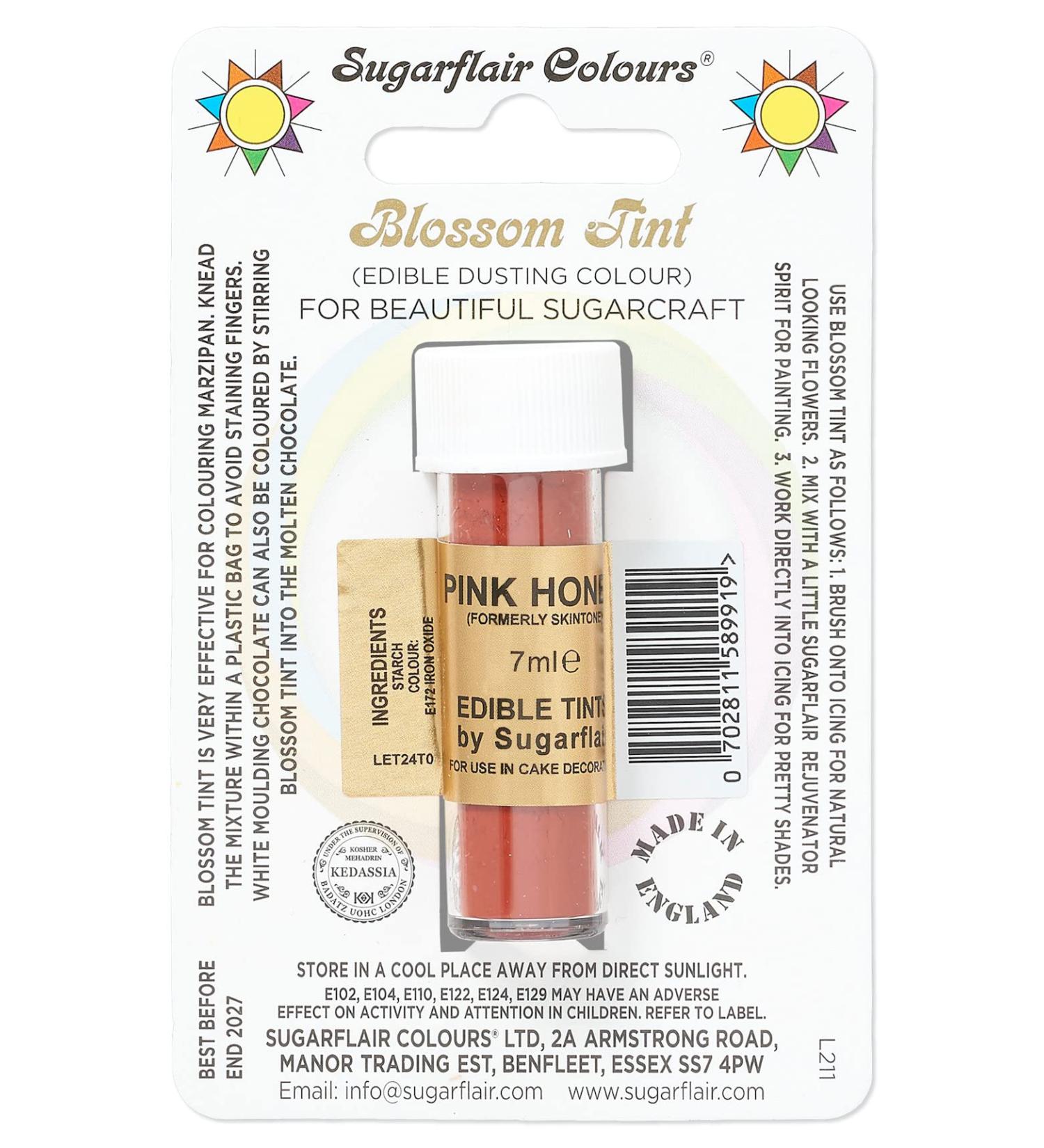 Sugarflair Pink Honey Blossom Tint Food Colouring and Dusting Powder Matt Finish Brush On or Mix with Rejuvenator Spirit to Create a One of A Kind Cake - 7ml