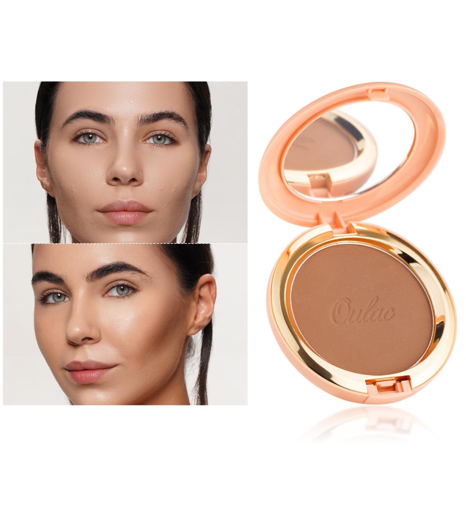 Oulac Satin Matt Bronzer Makeup BS03 Mocha - Highly Pigmented Vegan & Cruelty-Free Bronzing Powder & Blush with Mirror for a Natural Sun-Kissed Look - 8.5g - Buy Online on GoSupps.com