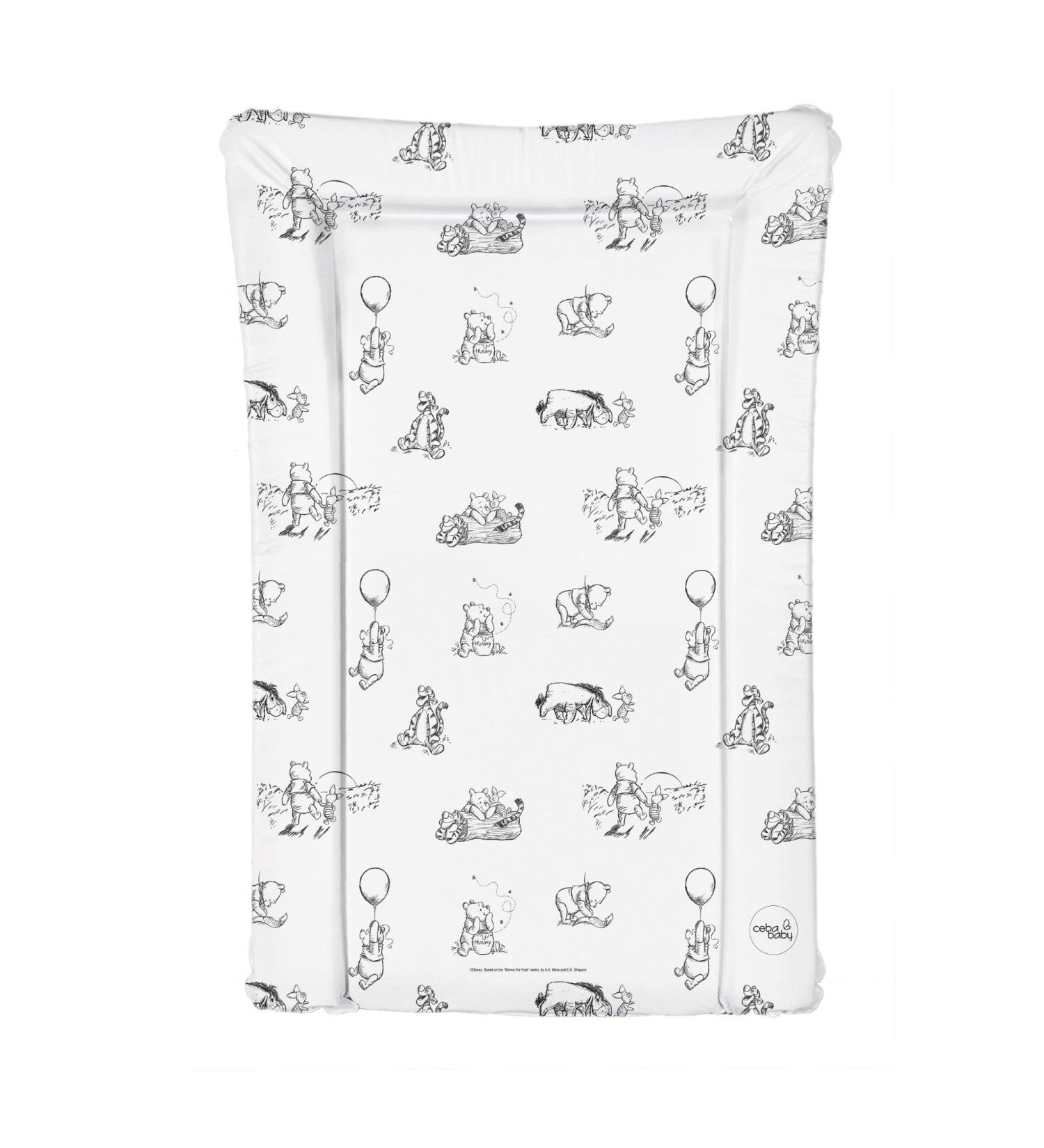 Little Poppets Deluxe Unisex Baby Waterproof Changing Mat with Raised Edges - Black & White Winnie the Pooh L