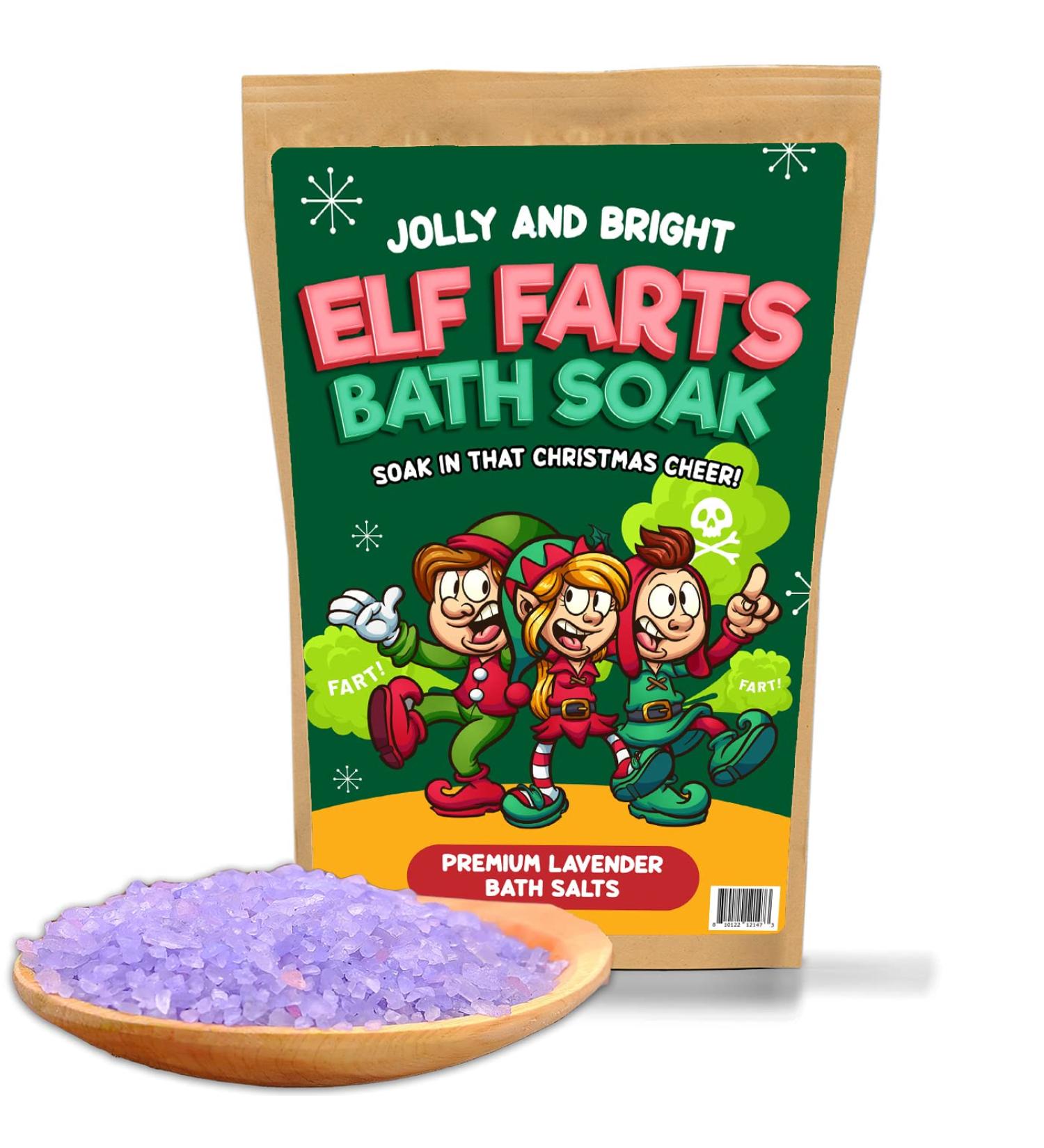 Elf Farts Bath Salts Soak - Funny Christmas Gift for Kids & Teens - Lavender Stocking Stuffer - Buy Online on GoSupps.com