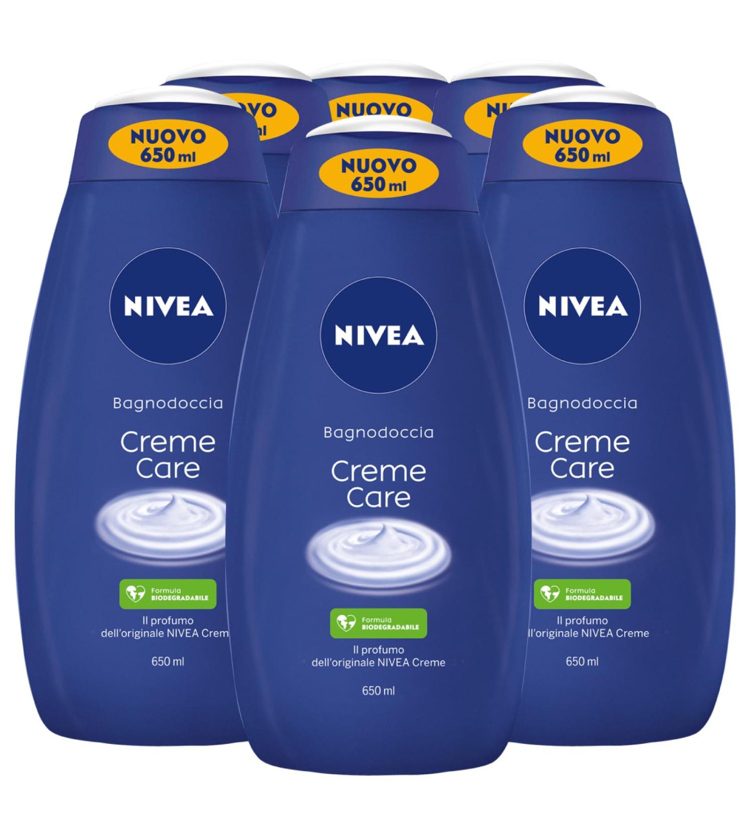  NIVEA Nivea Shower Gel Body Care Cream biodegradable formula with original Nivea fragrance. Nourishing and moisturizing shower creams for all skin types 6 x 650ml bottles - Buy Online on GoSupps.com