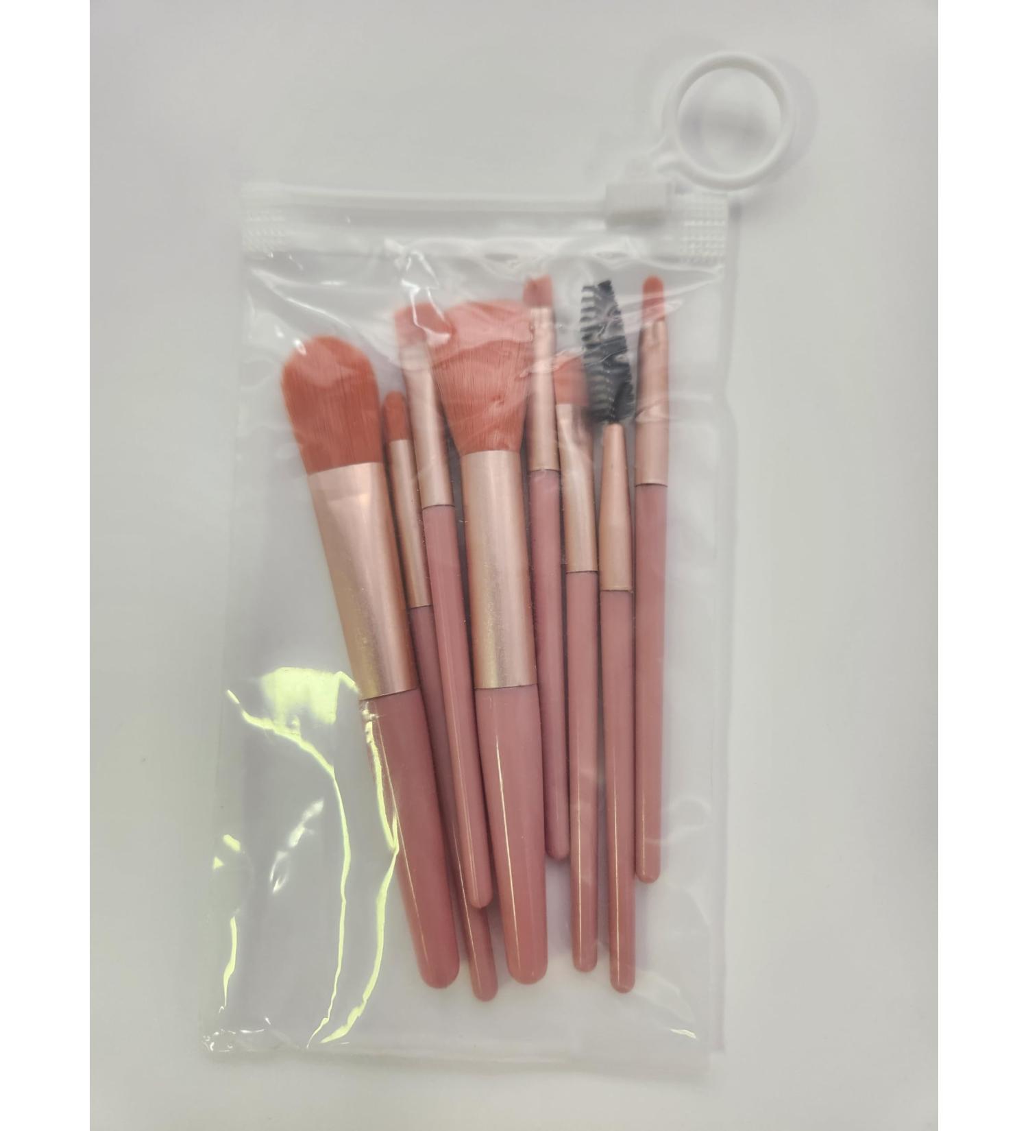 Travel Size Makeup Brushes Set of 8 (Pink)