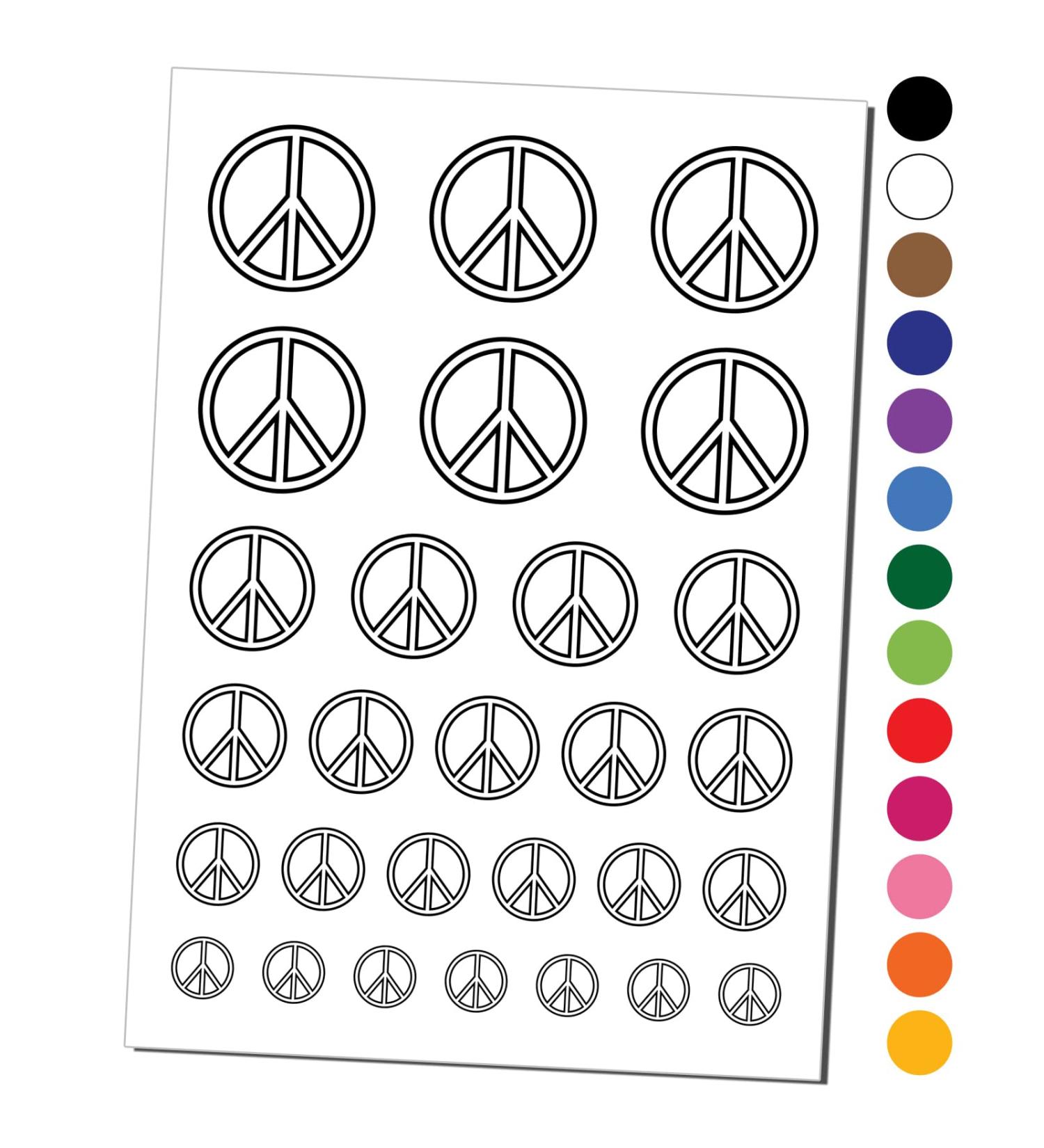 Peace Sign Outline Temporary Tattoo Set - Black | Water Resistant Fake Body Art Collection - Buy Online on GoSupps.com