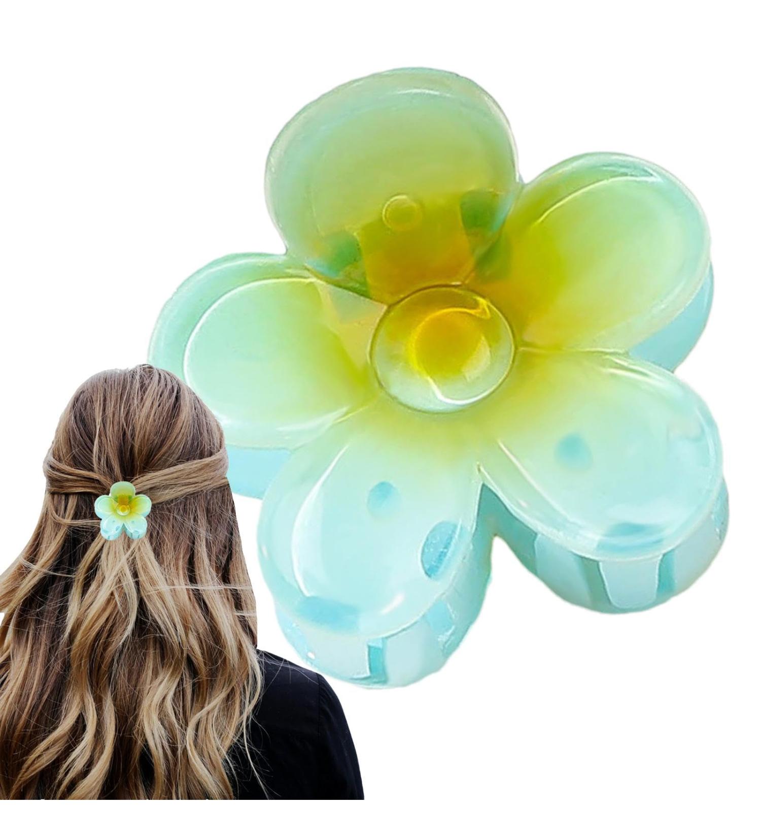 Flower Claw Clips For Thick Hair Hawaiian Flower Strong Hold Clips - Stylish Strong Hold Hair Clips Flower For All-Day Wear Hair Accessory For Thick Thin Hair Women Girls Gradient Light Blue - Buy Online on GoSupps.com