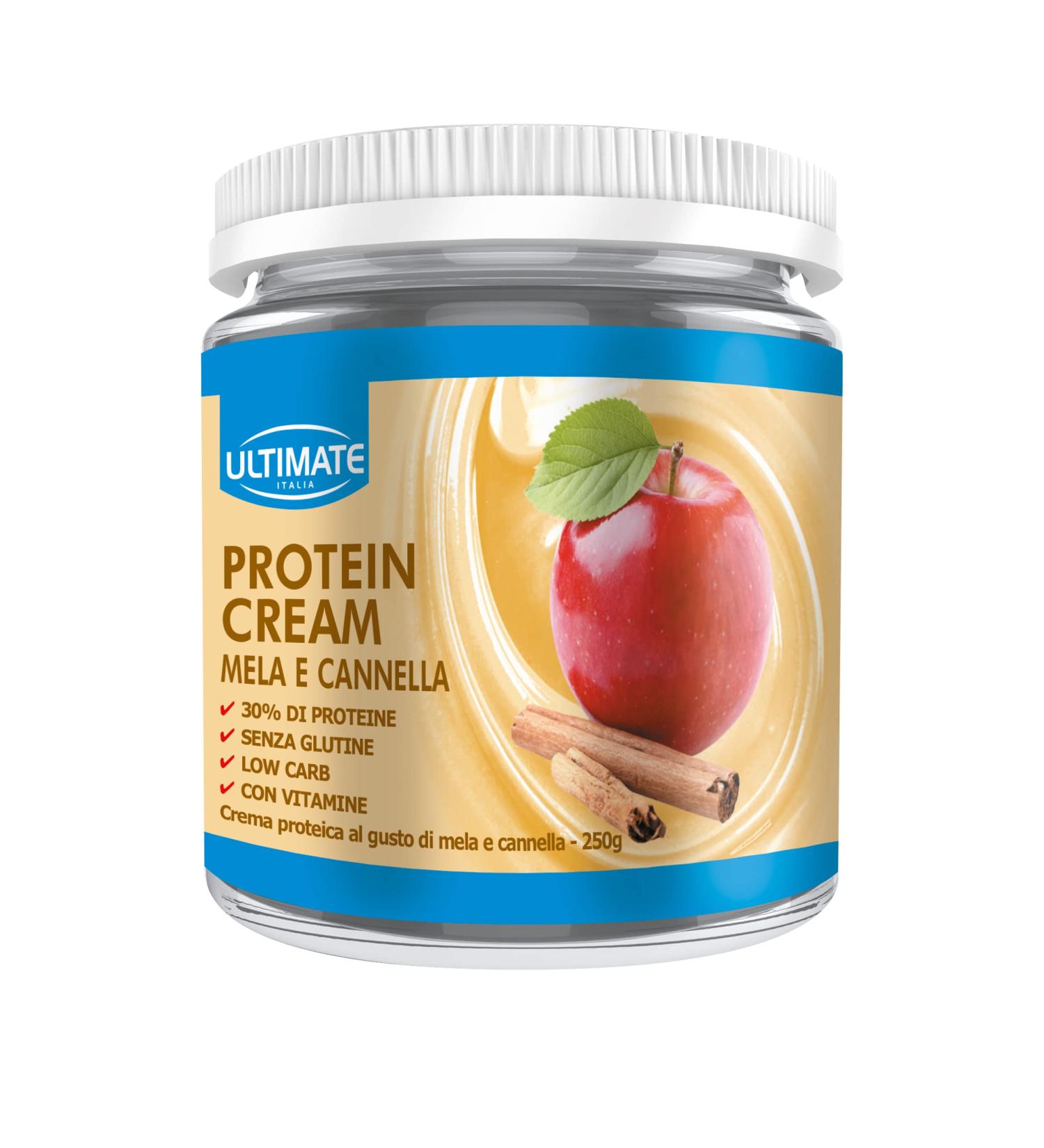 Ultimate Italia - 30% Protein Spreadable Cream Sugar-Free - 250g - Apple and Cinnamon Flavor - Low Calorie Gluten-Free with Vitamins - Buy Online on GoSupps.com